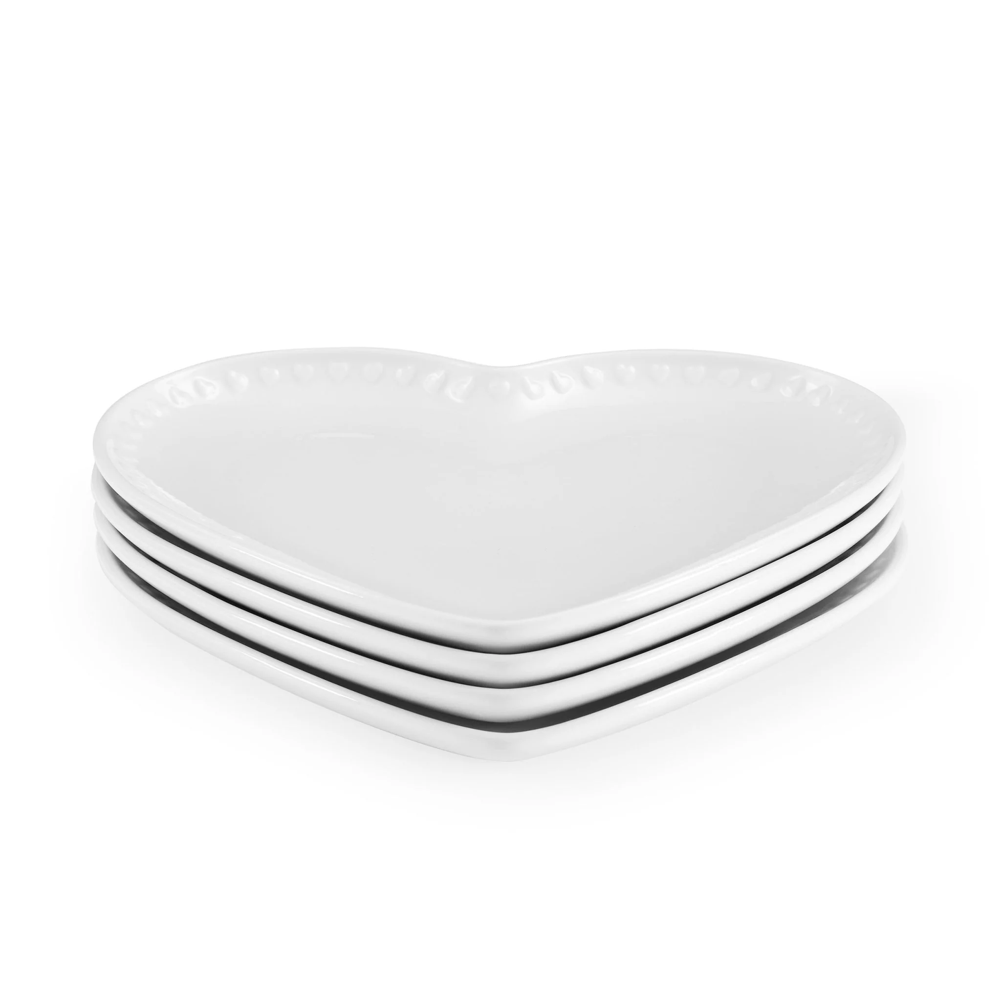 Heart Shaped Set of 4 Side Plates - White - Image 6