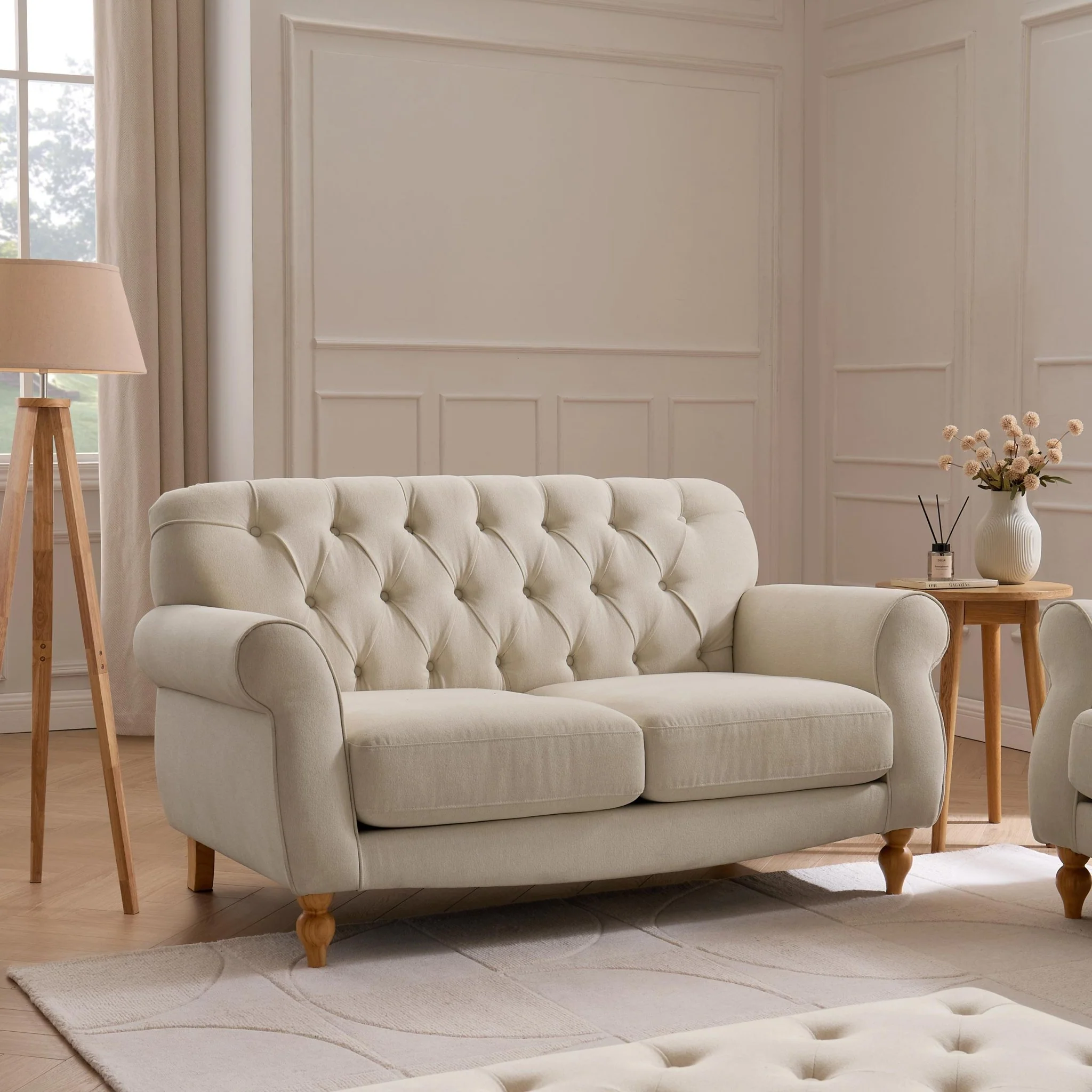 Hebden 2 Seater Sofa - Cream Linen - Image 2