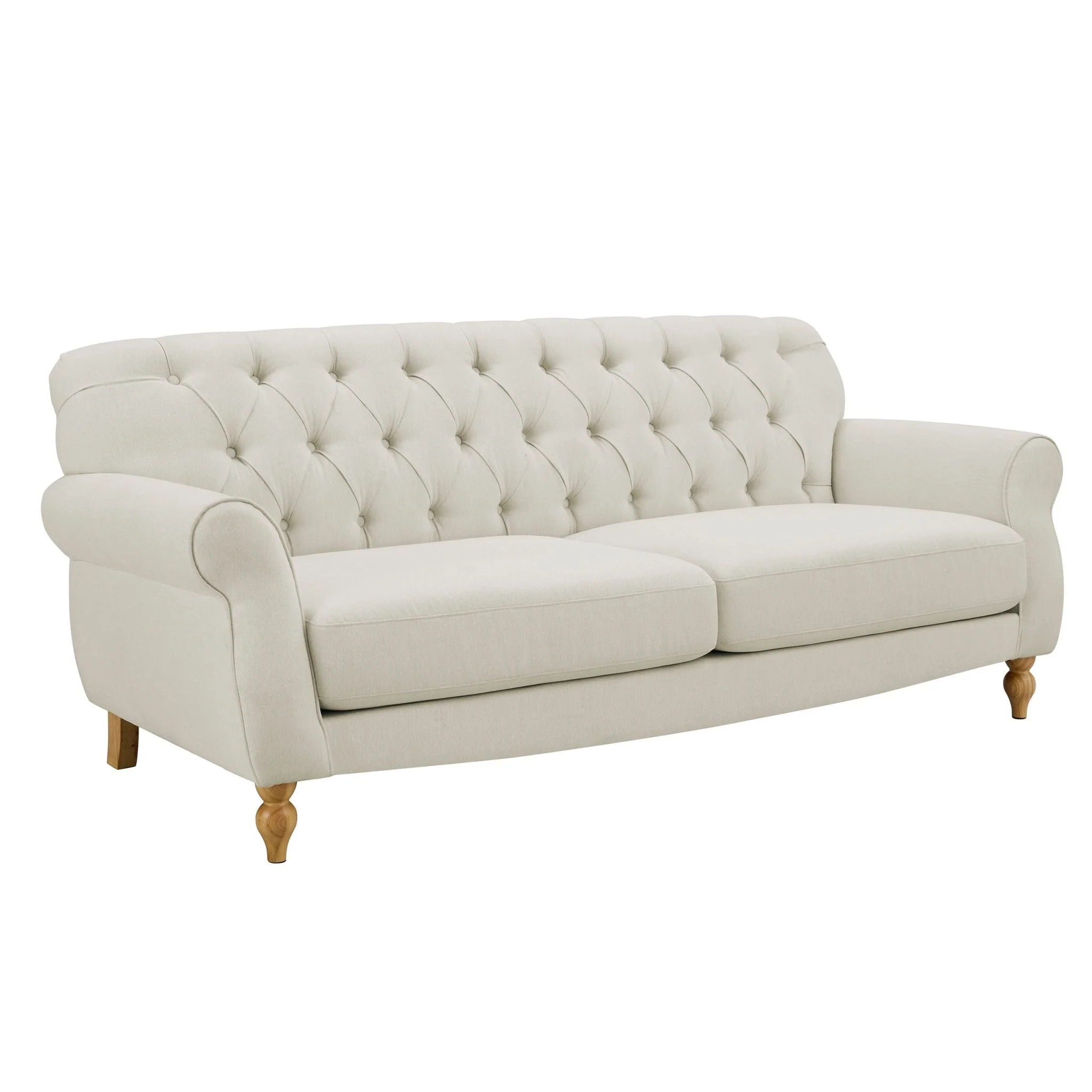 Hebden 3 Seater Sofa - Cream Linen - Image 3