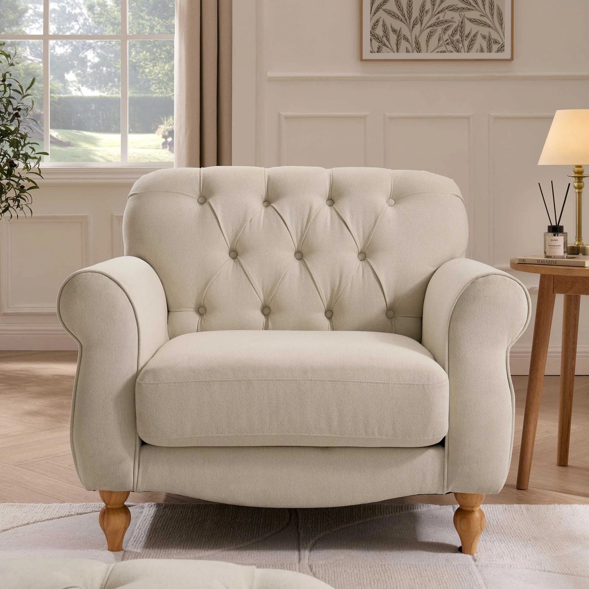 Hebden Armchair - Cream Linen - Image 2