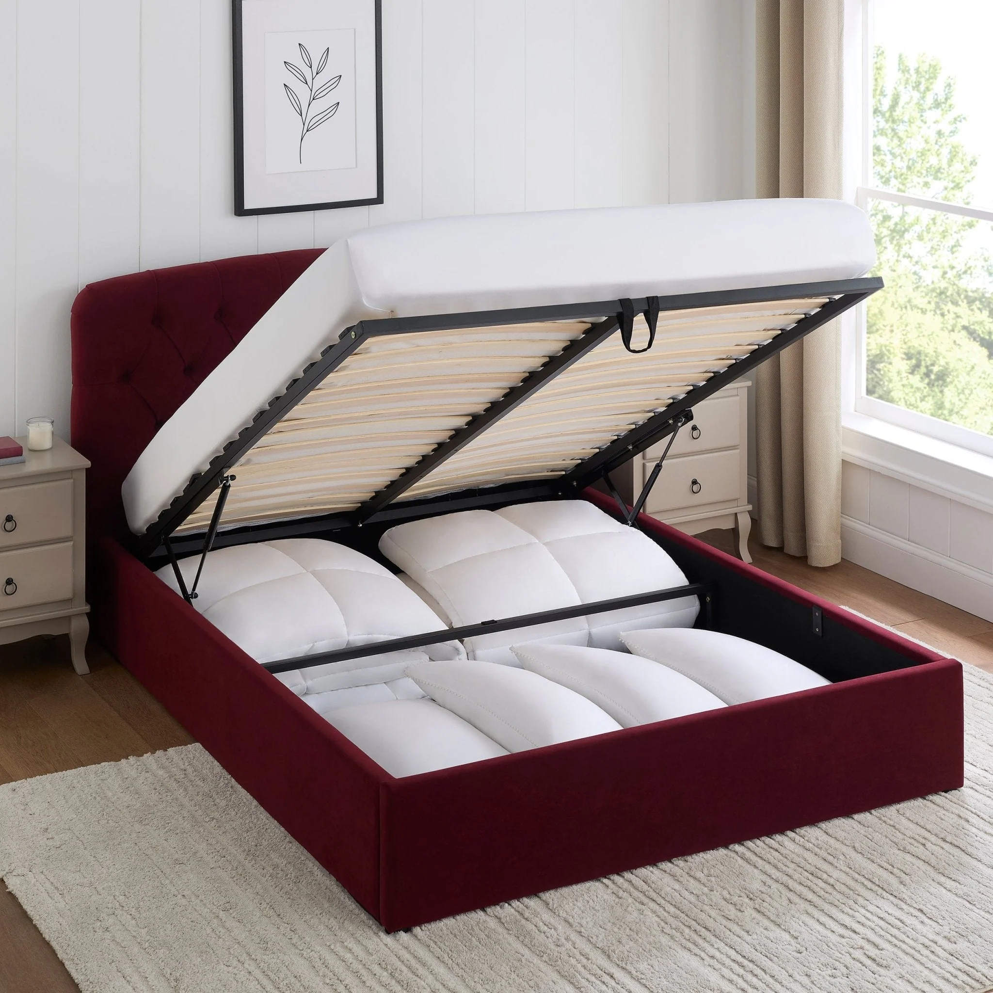 Hebden Ottoman Storage Bed - Berry - Image 7