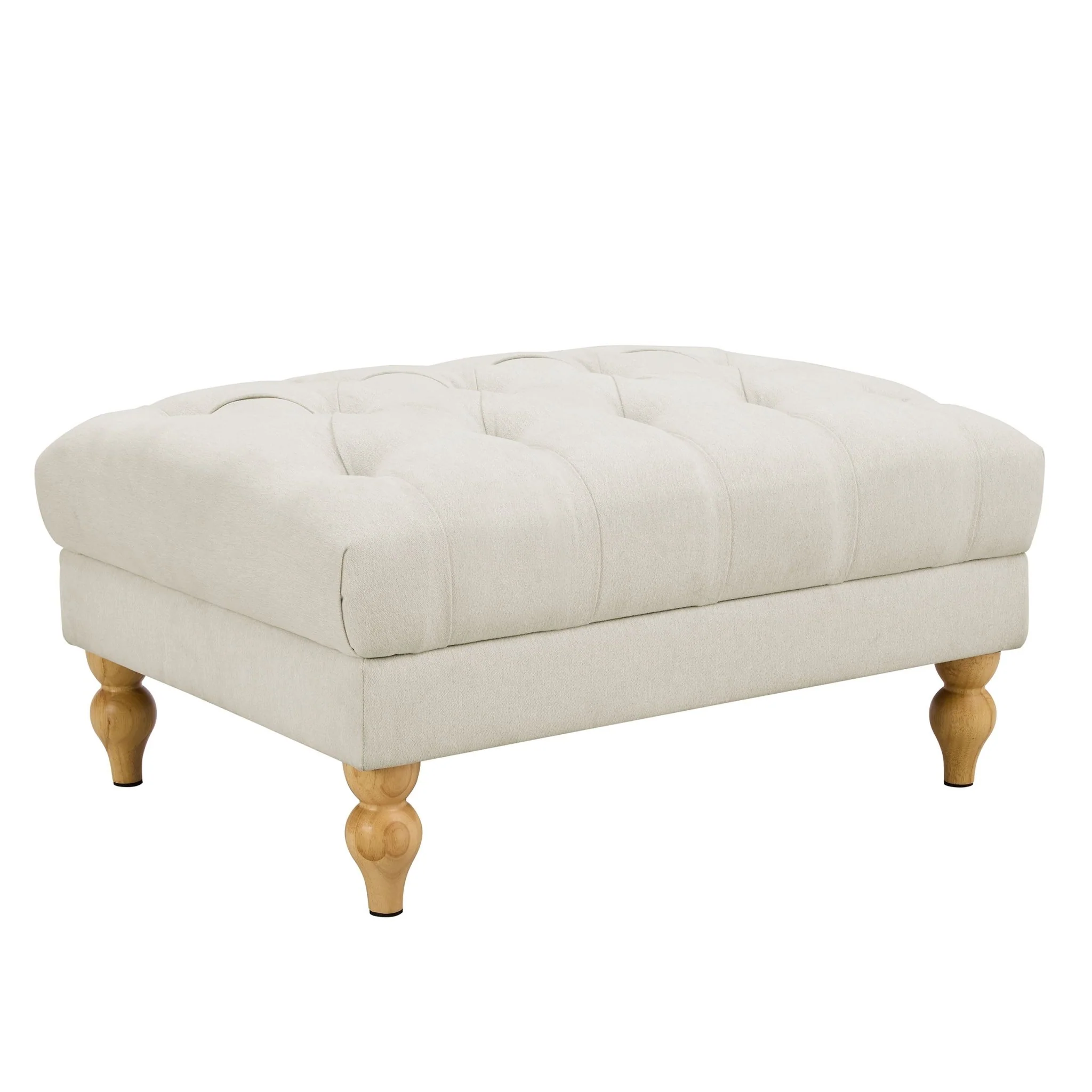 Hebden Pouffe - Cream Linen - Image 2