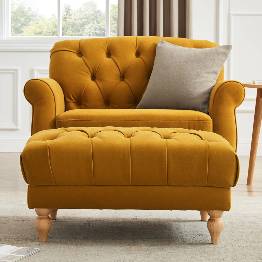Hebden Pouffe - Mustard - Image 3