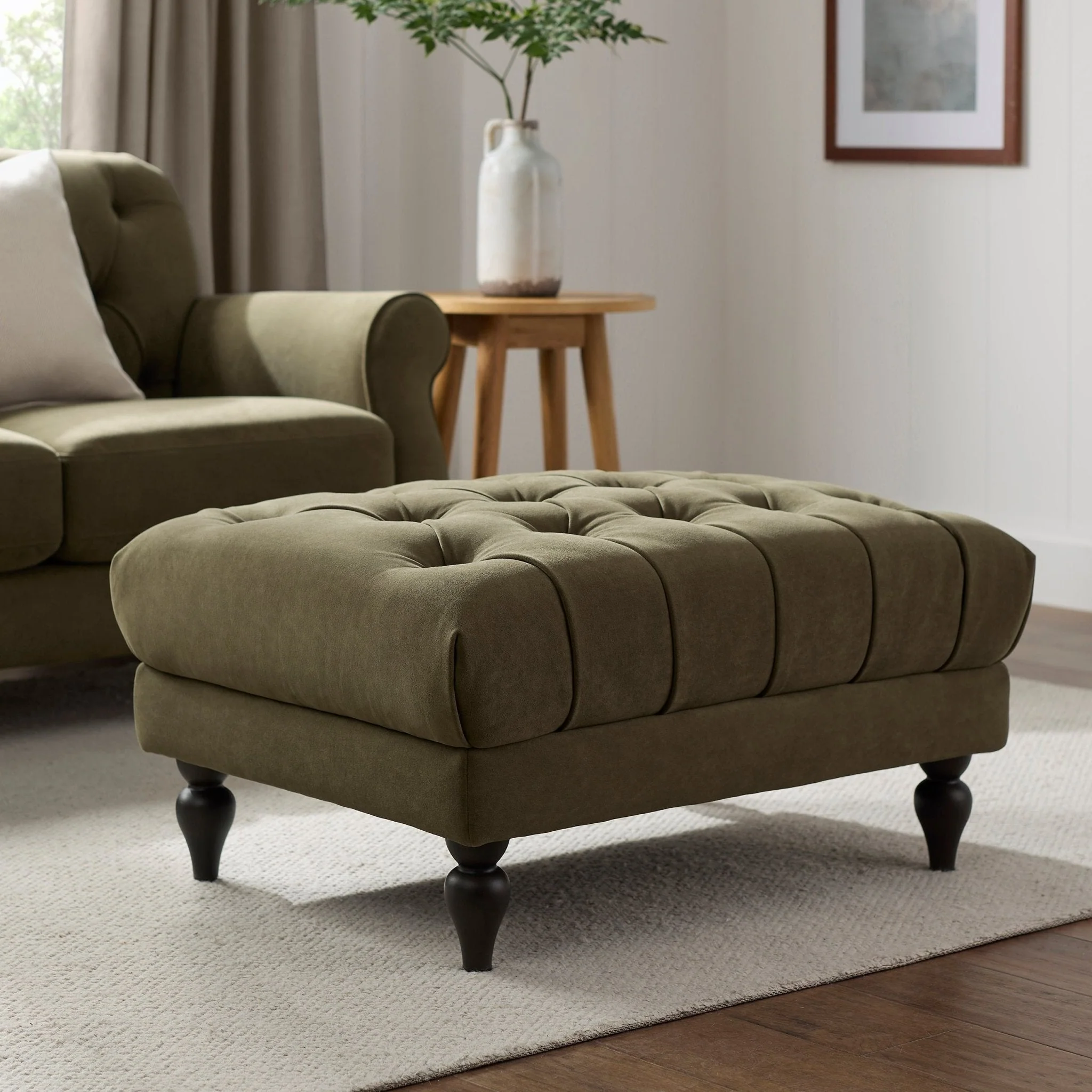 Hebden Pouffe - Olive Green