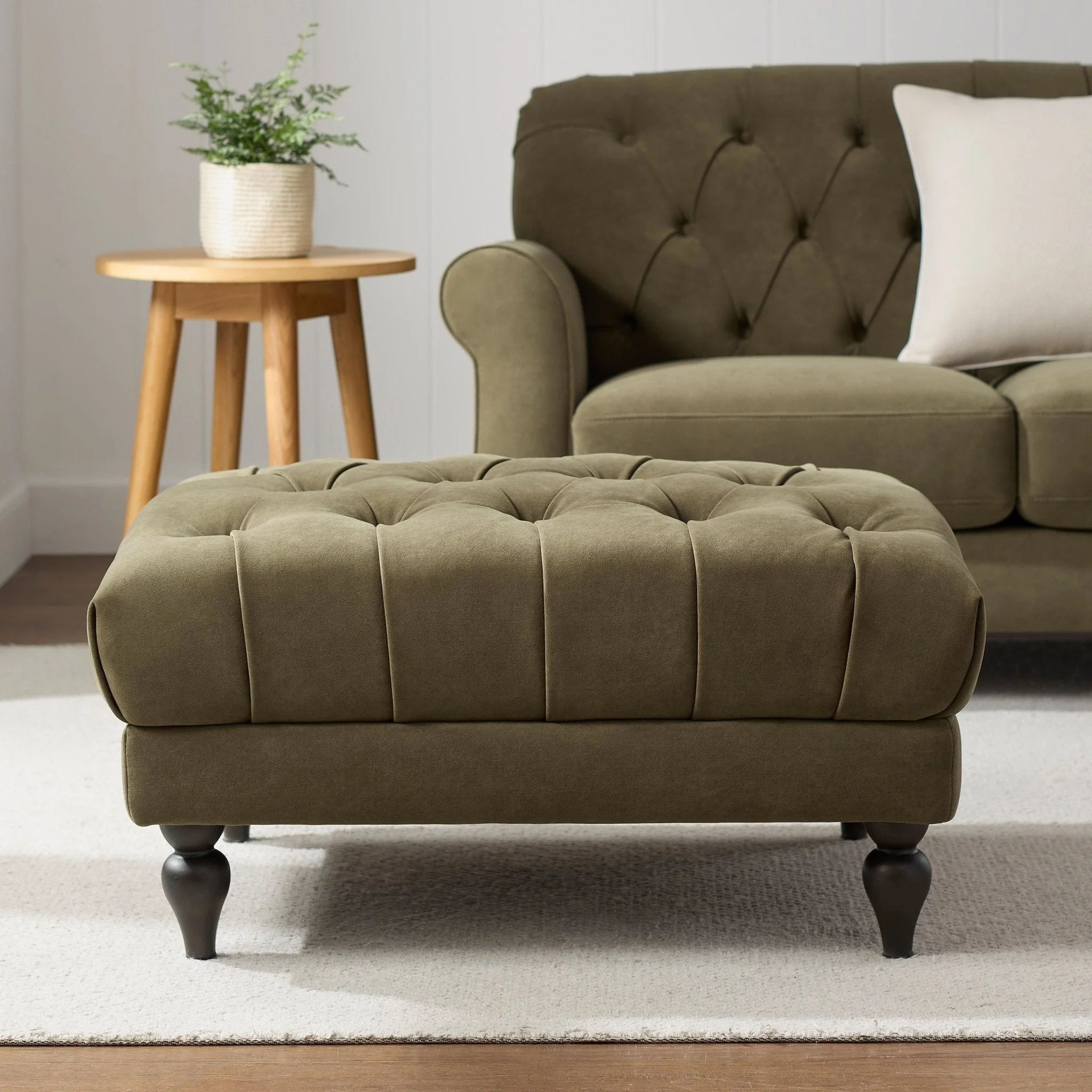 Hebden Pouffe - Olive Green - Image 2