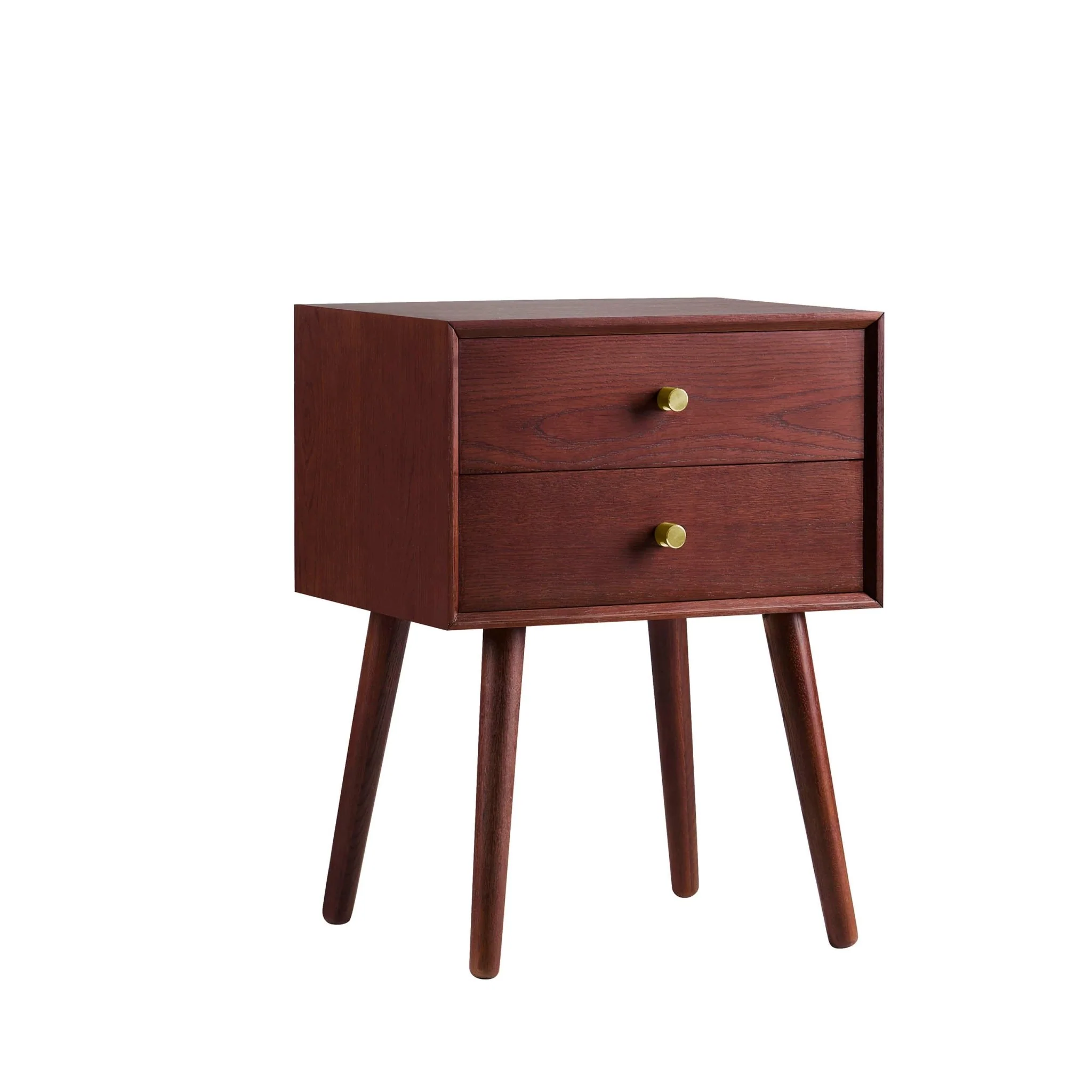 Heidi Oak 2 Drawer Bedside Table - Cherry Wood - Image 2