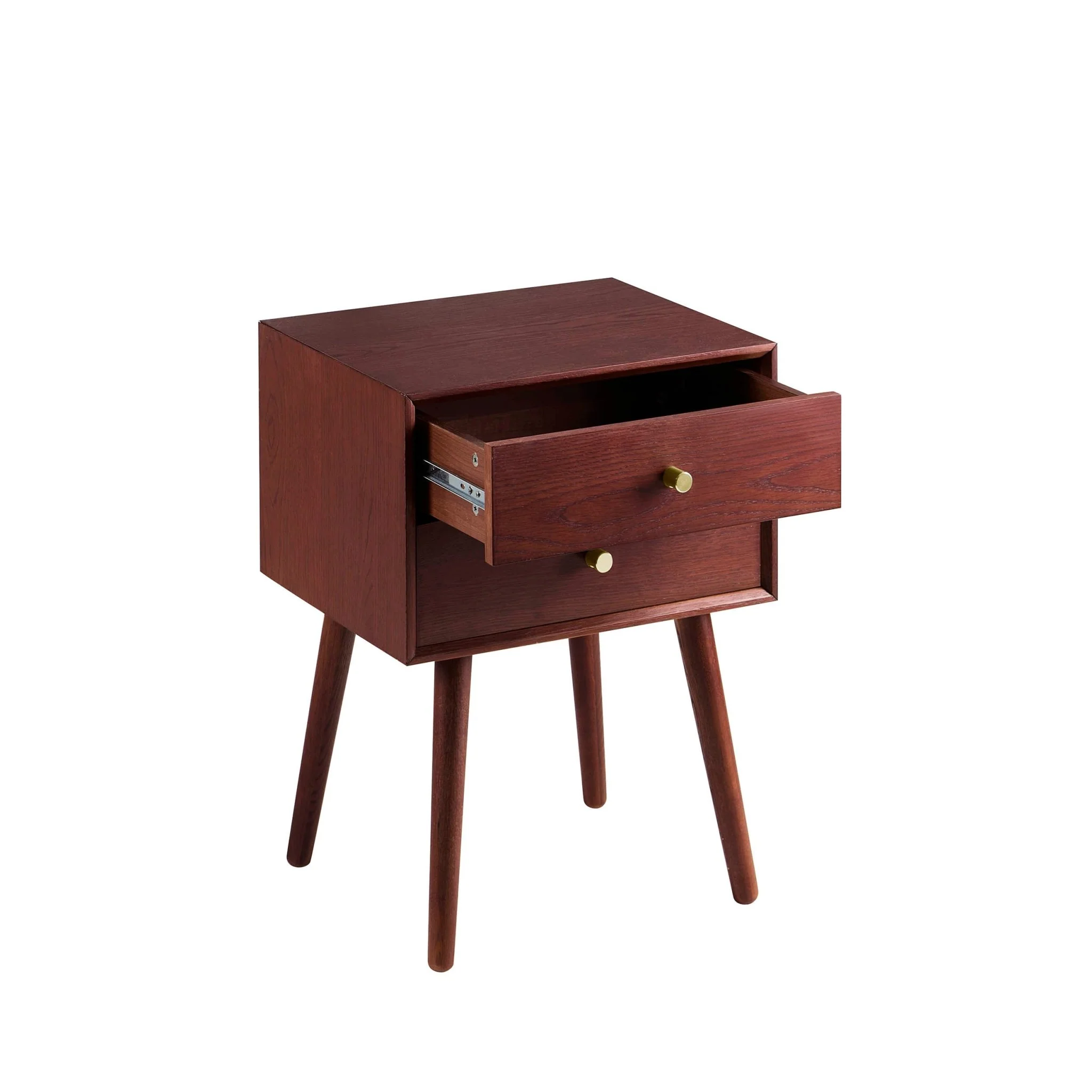 Heidi Oak 2 Drawer Bedside Table - Cherry Wood - Image 3