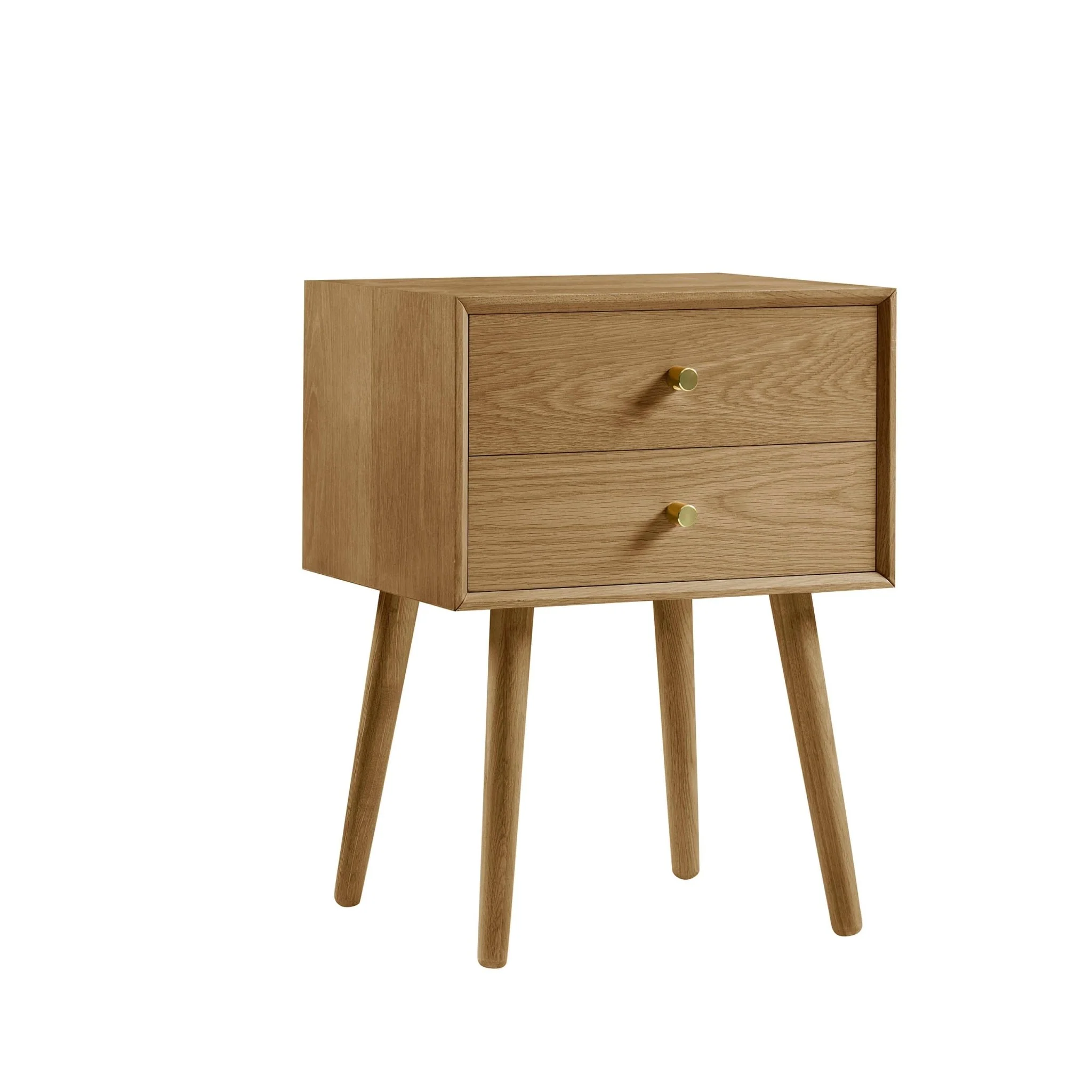 Heidi Oak 2 Drawer Bedside Table - Light Wood - Image 4