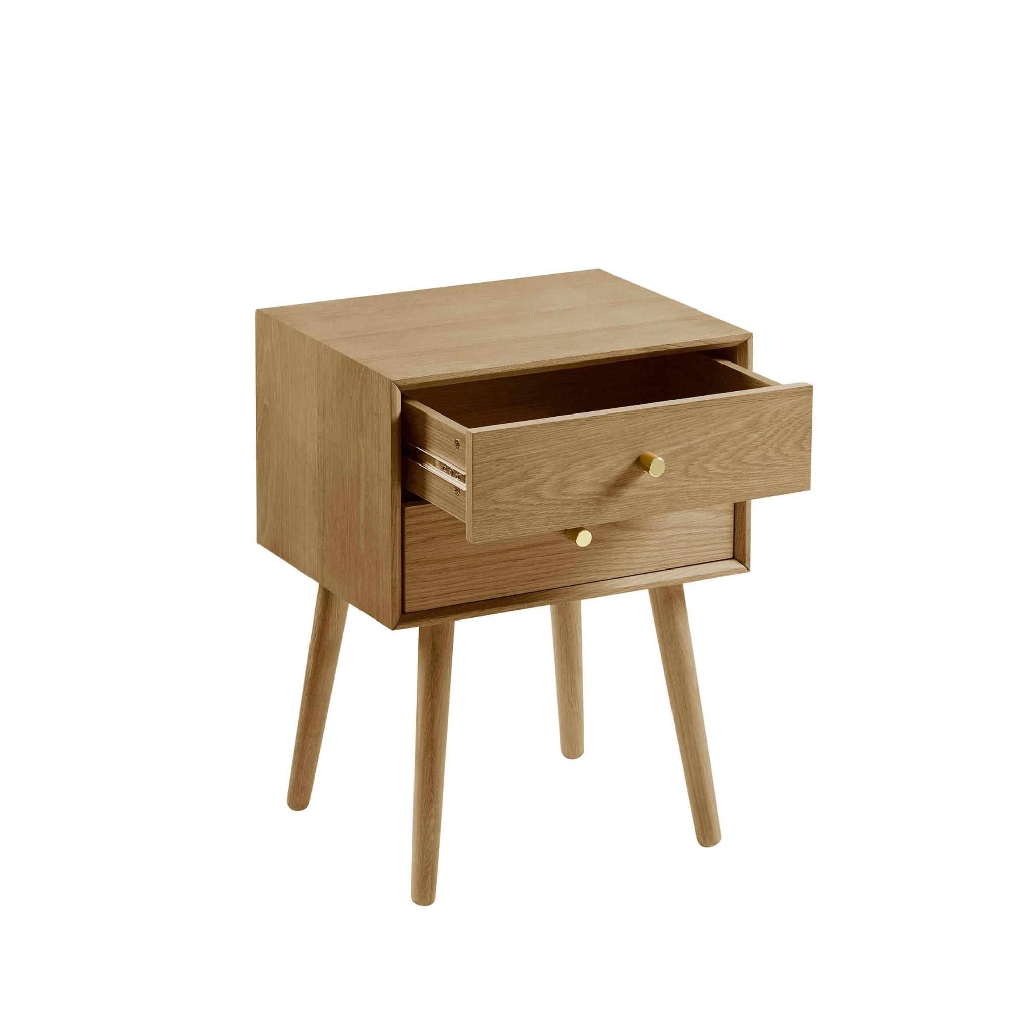 Heidi Oak 2 Drawer Bedside Table - Light Wood - Image 5