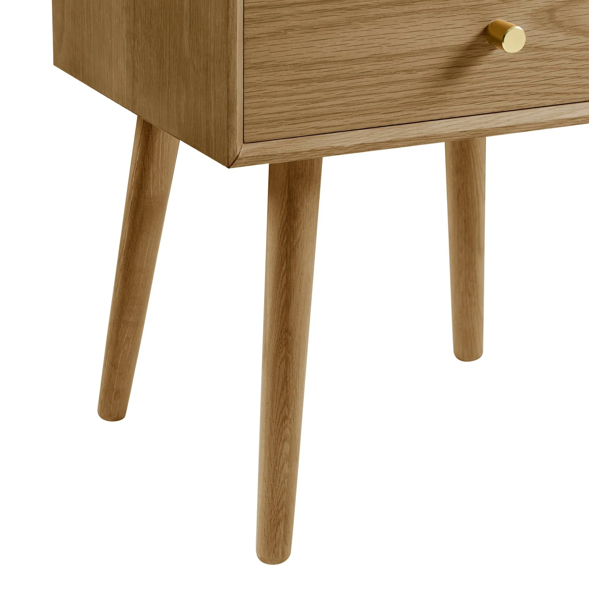 Heidi Oak 2 Drawer Bedside Table - Light Wood - Image 8