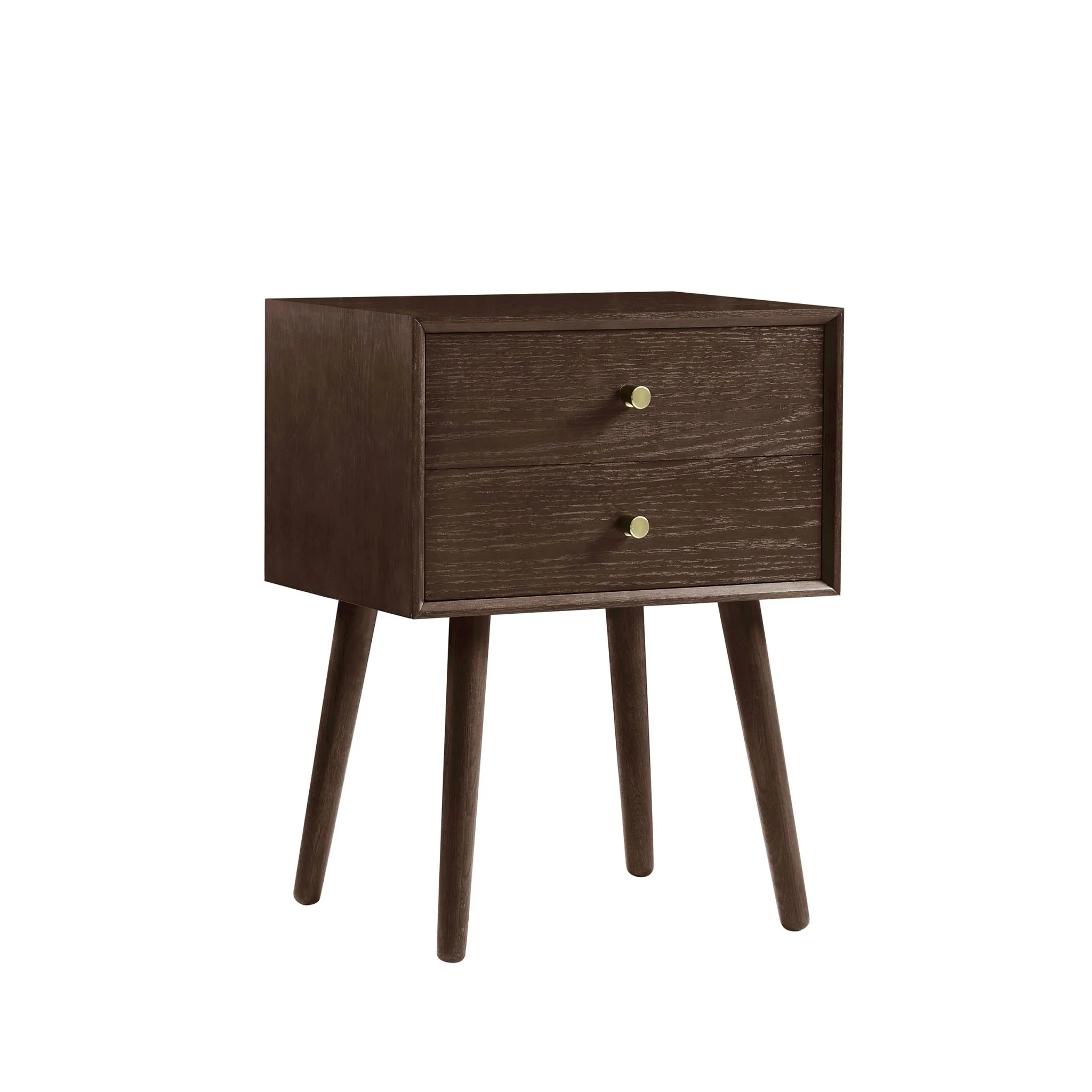 Heidi Oak 2 Drawer Bedside Table - Walnut - Image 3