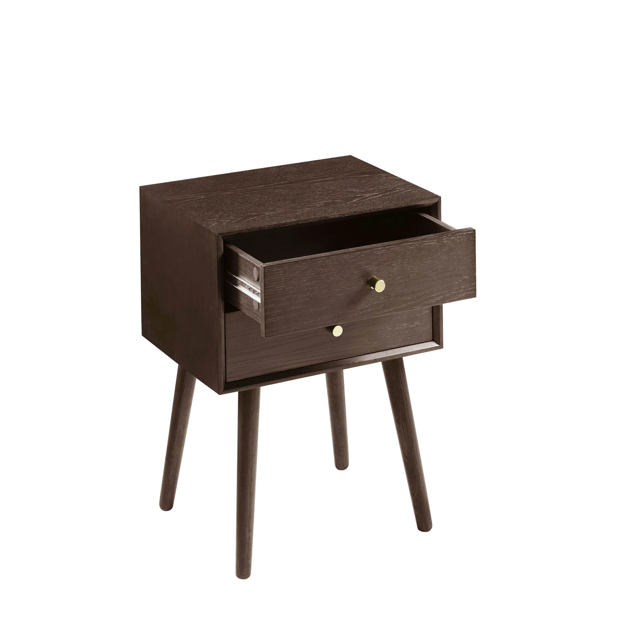 Heidi Oak 2 Drawer Bedside Table - Walnut - Image 5