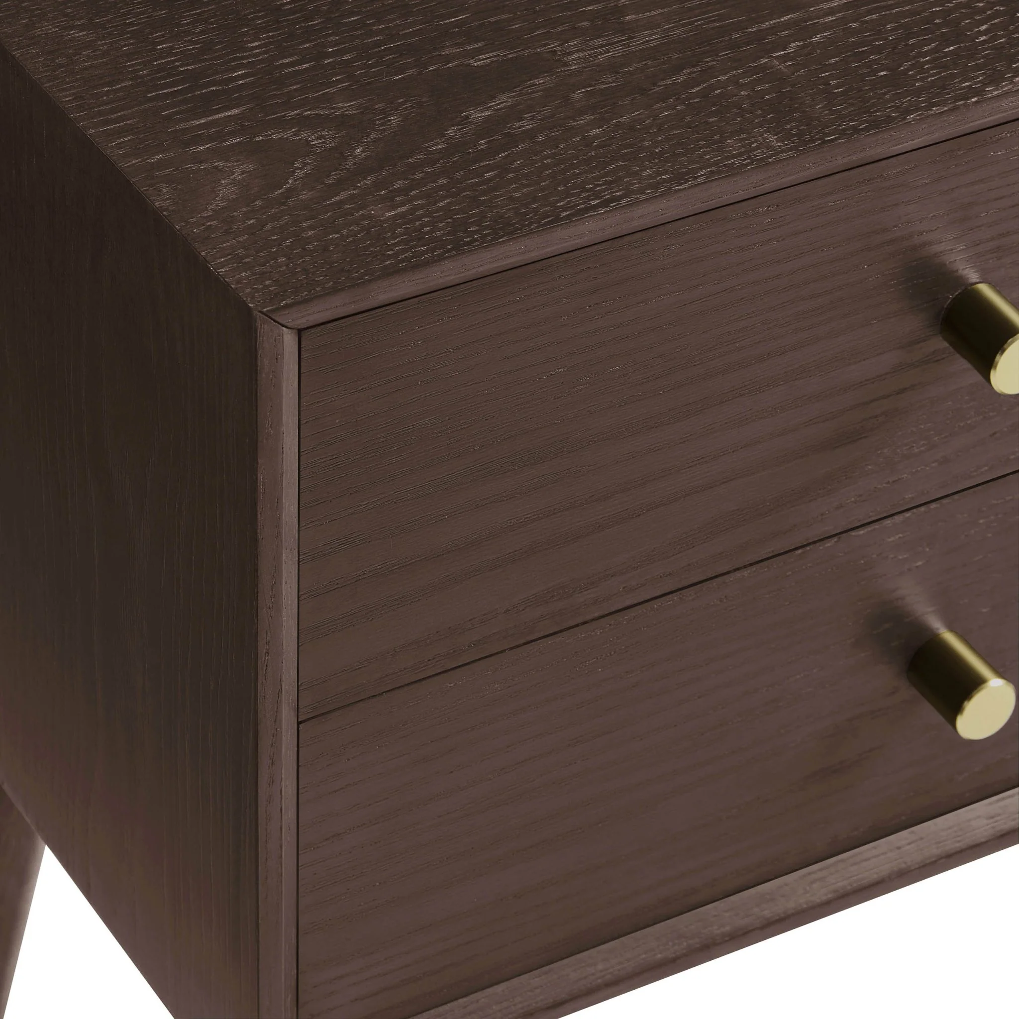 Heidi Oak 2 Drawer Bedside Table - Walnut - Image 7