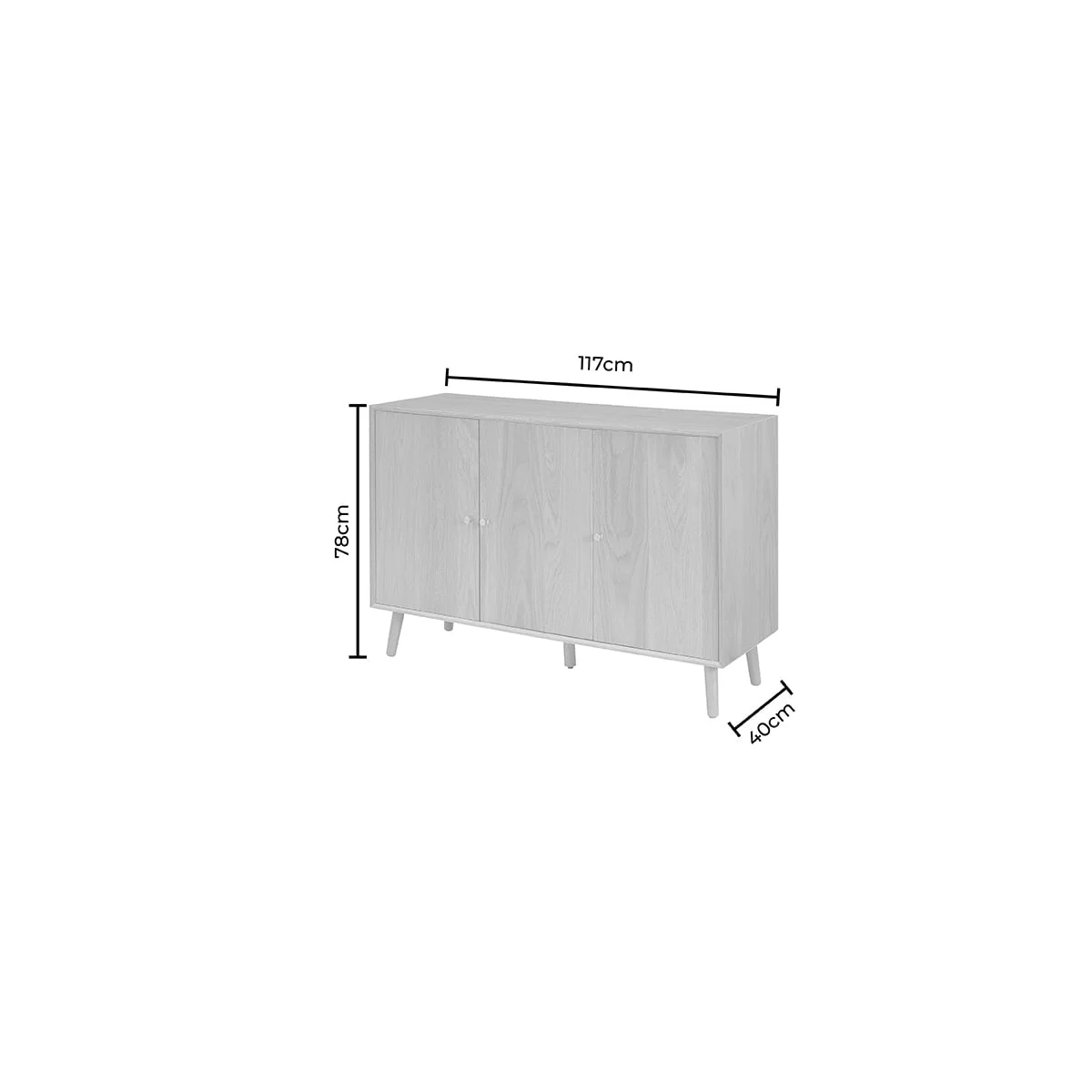 Heidi Oak 3 Door Sideboard - Light Wood - Image 11