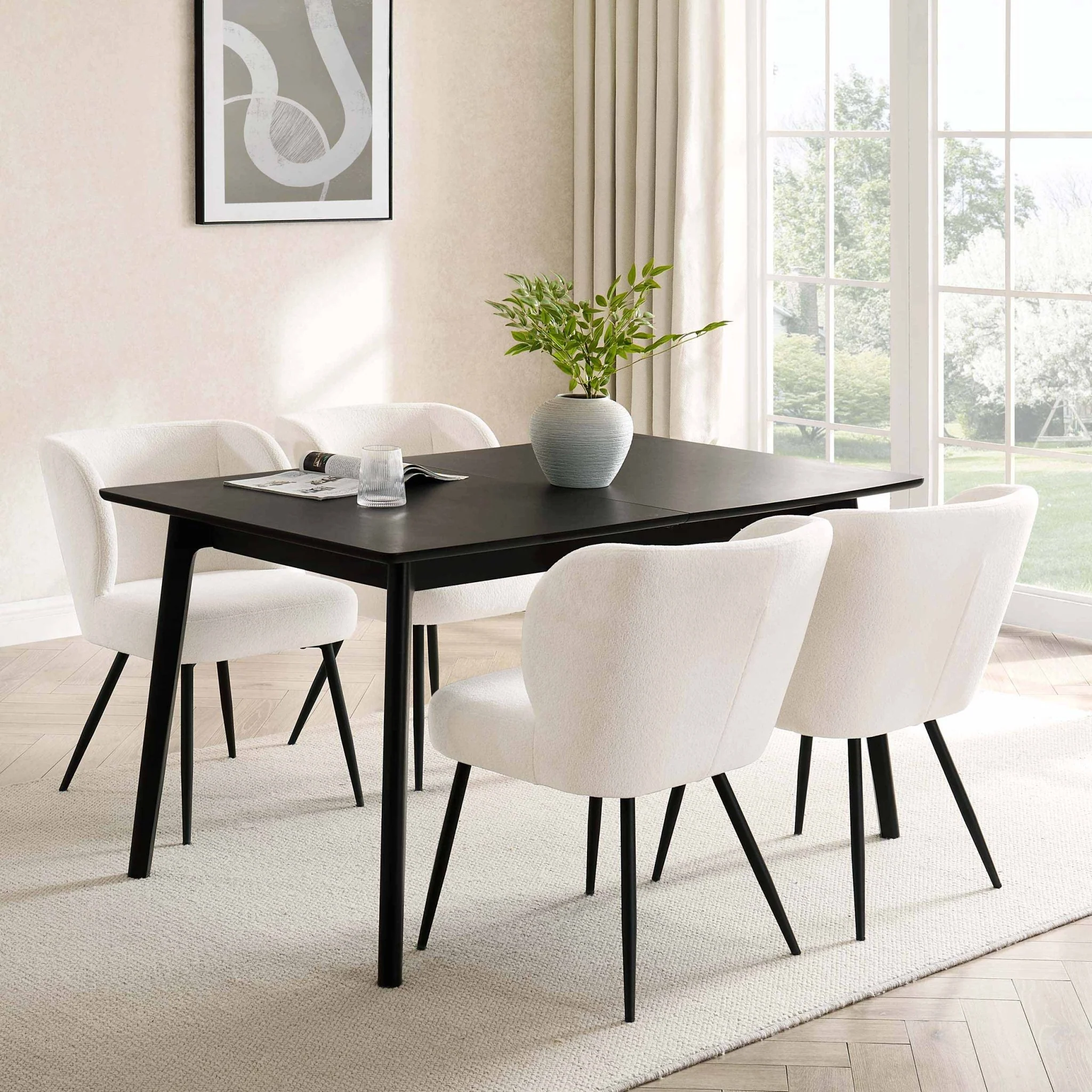 Heidi Oak 4-8 Seater Extendable Dining Table - Black - Image 2