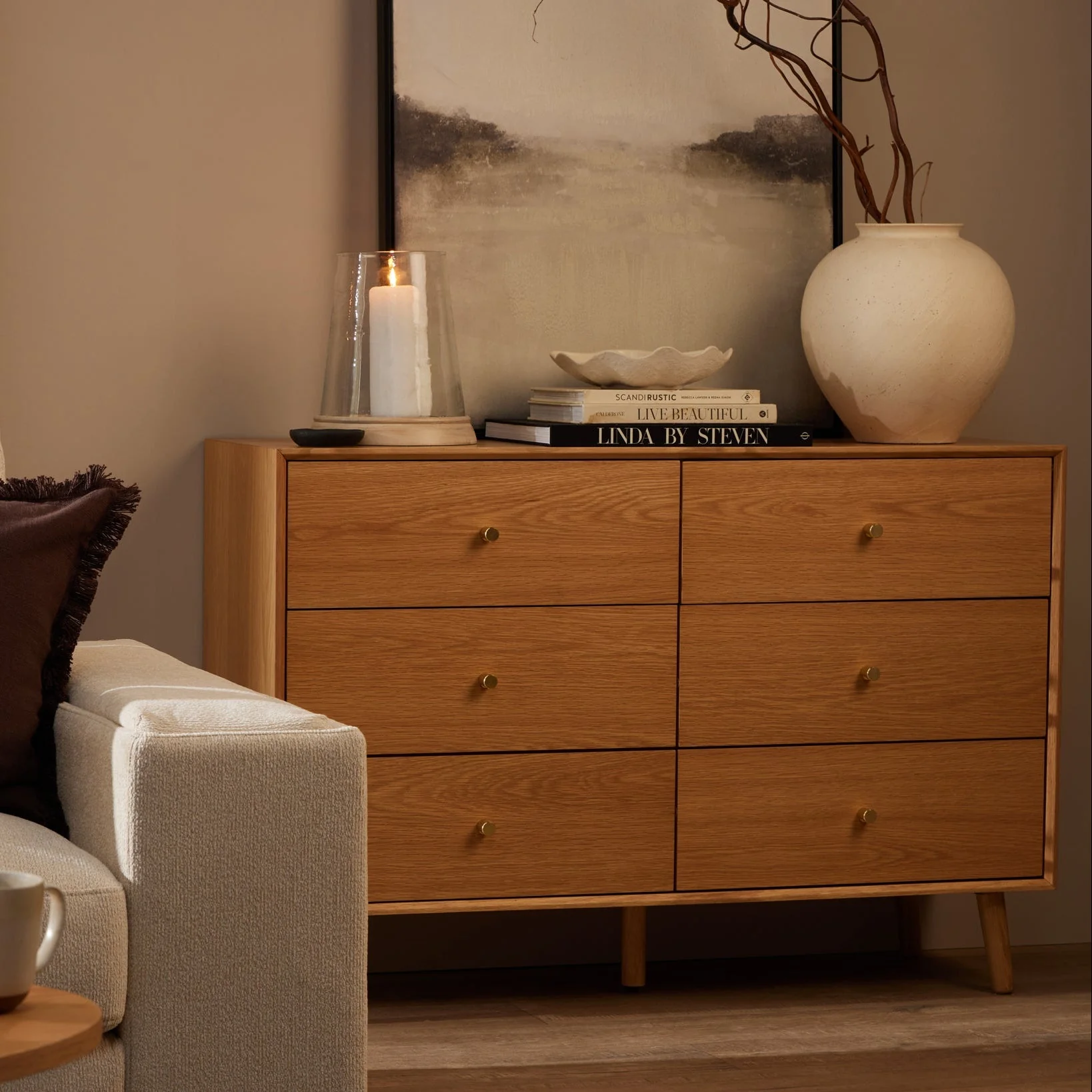 Heidi Oak 6 Drawer Chest - Light Wood