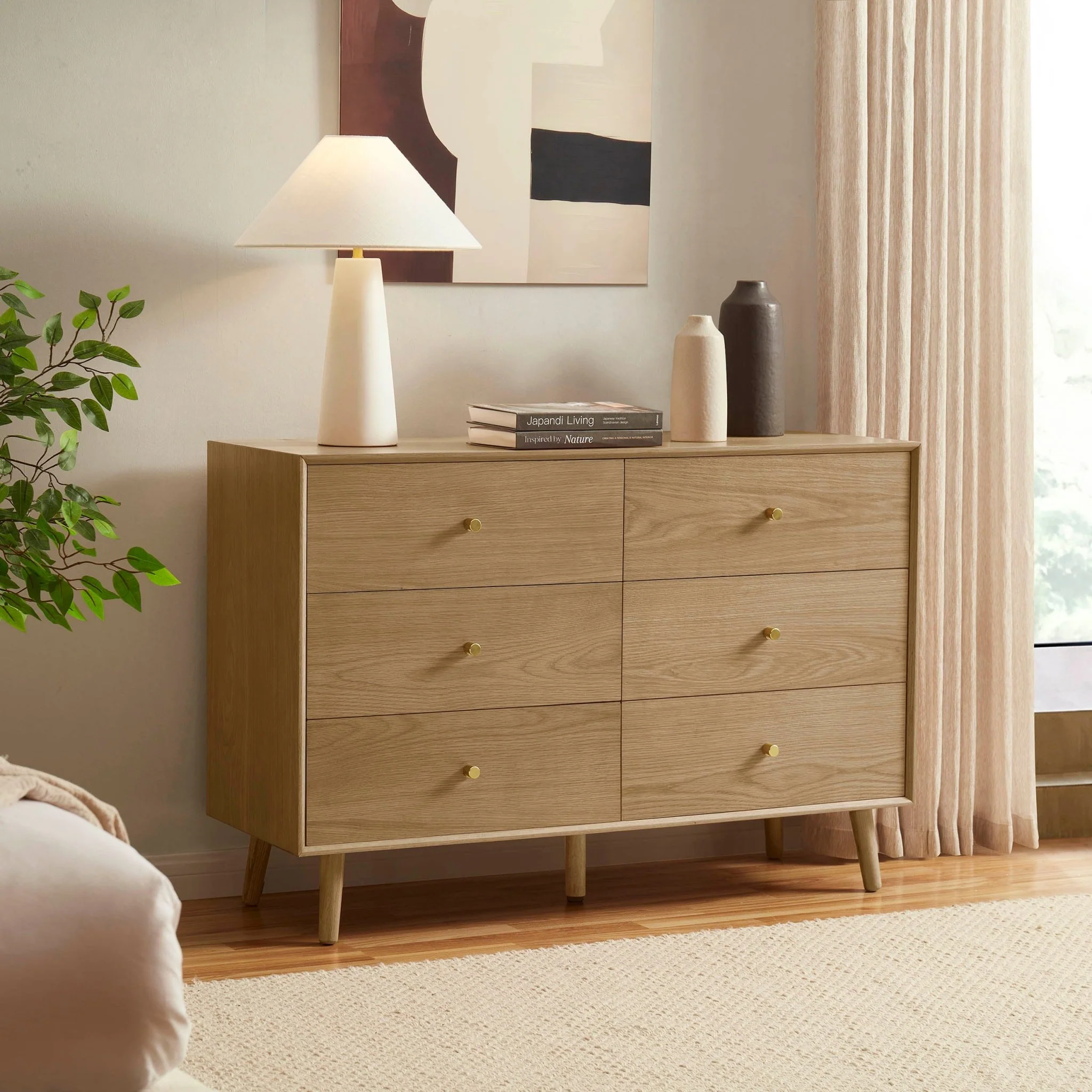 Heidi Oak 6 Drawer Chest - Light Wood - Image 2