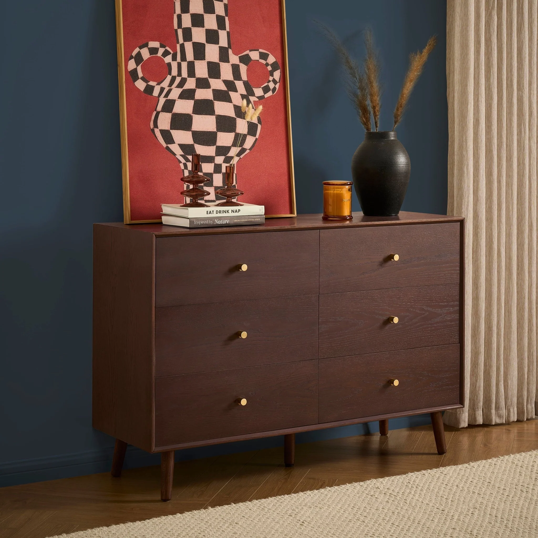 Heidi Oak 6 Drawer Chest - Walnut