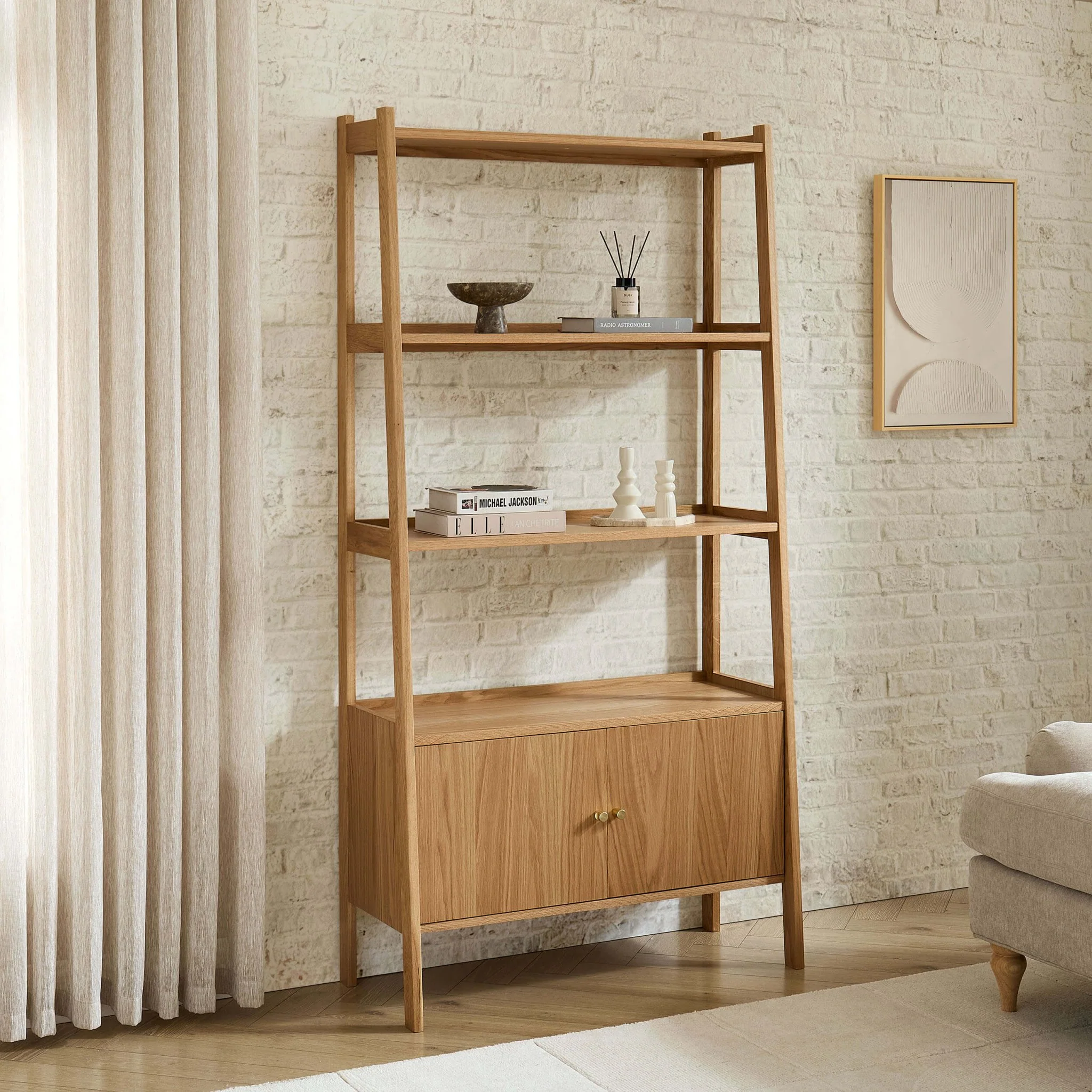 Heidi Oak Display Cabinet - Light Wood - Image 2