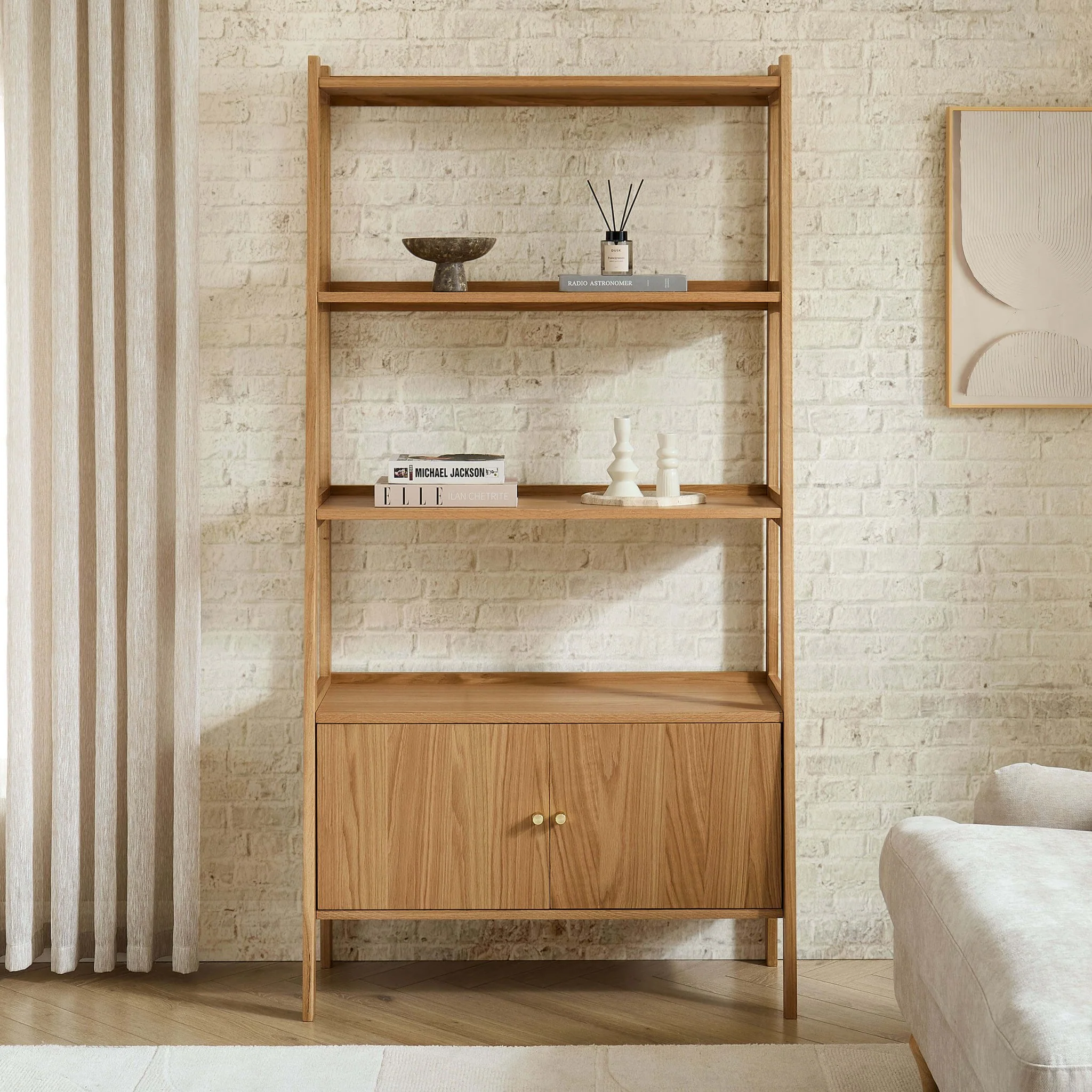 Heidi Oak Display Cabinet - Light Wood - Image 3
