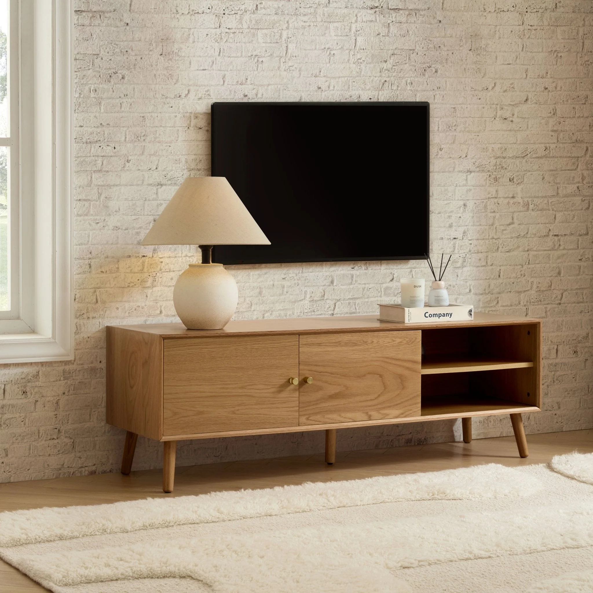 Heidi Oak Tv Unit for TVs up to 60" - Light Wood
