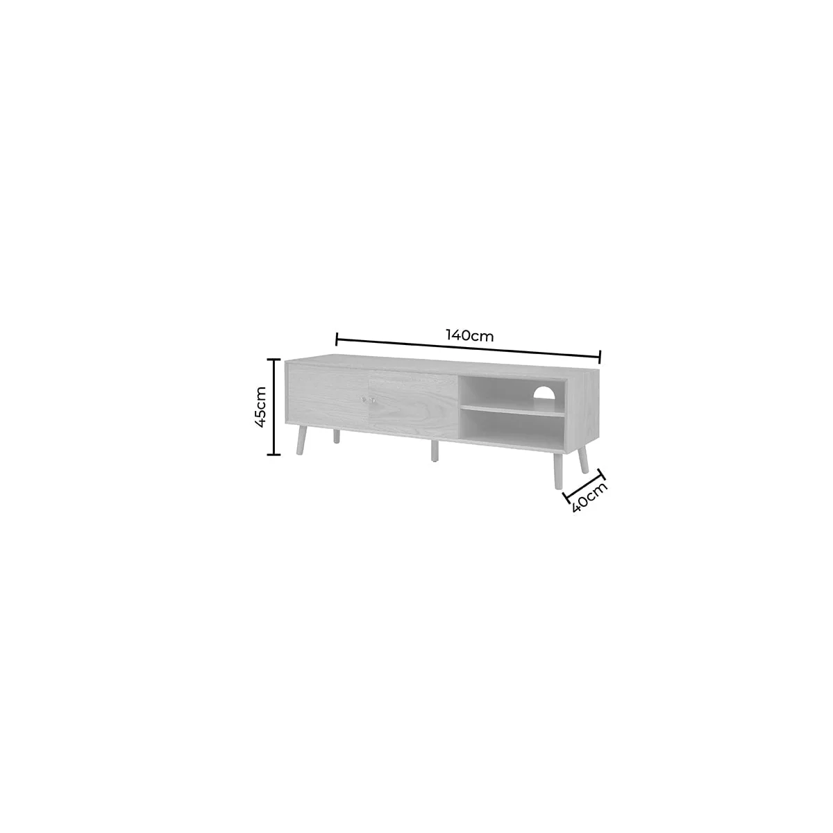 Heidi Oak TV Unit for TVs up to 60"- Walnut - Image 10