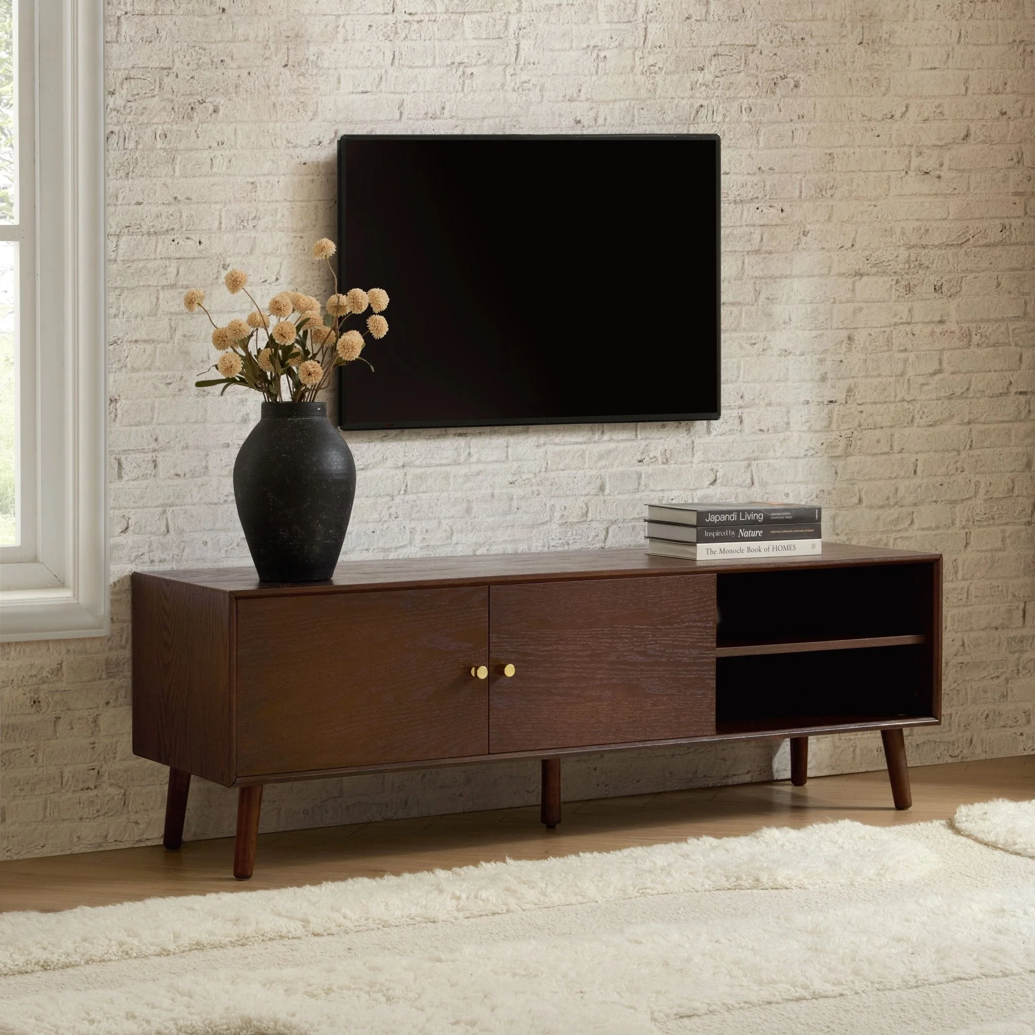 Heidi Oak TV Unit for TVs up to 60"- Walnut