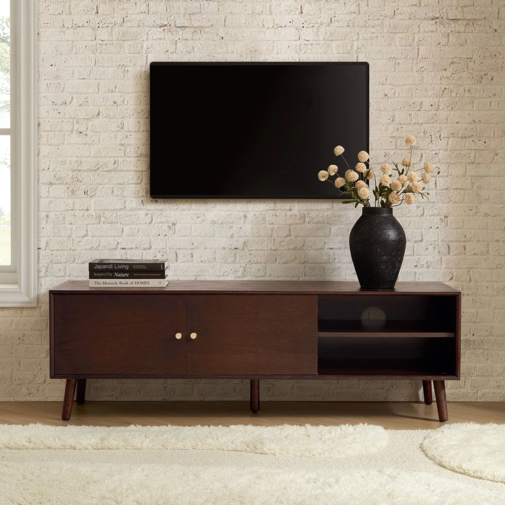 Heidi Oak TV Unit for TVs up to 60"- Walnut - Image 2