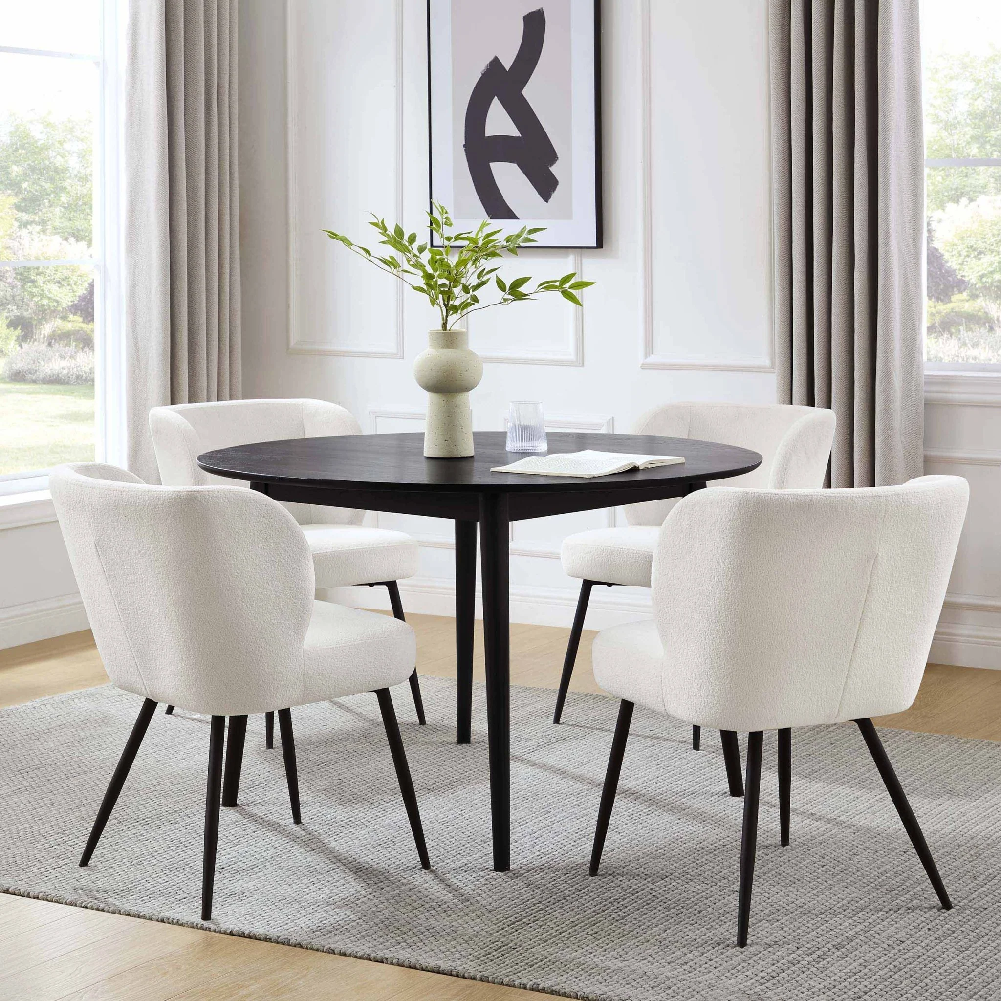 Heidi Solid Oak 4-6 Seater Round Dining Table - Black - Image 2