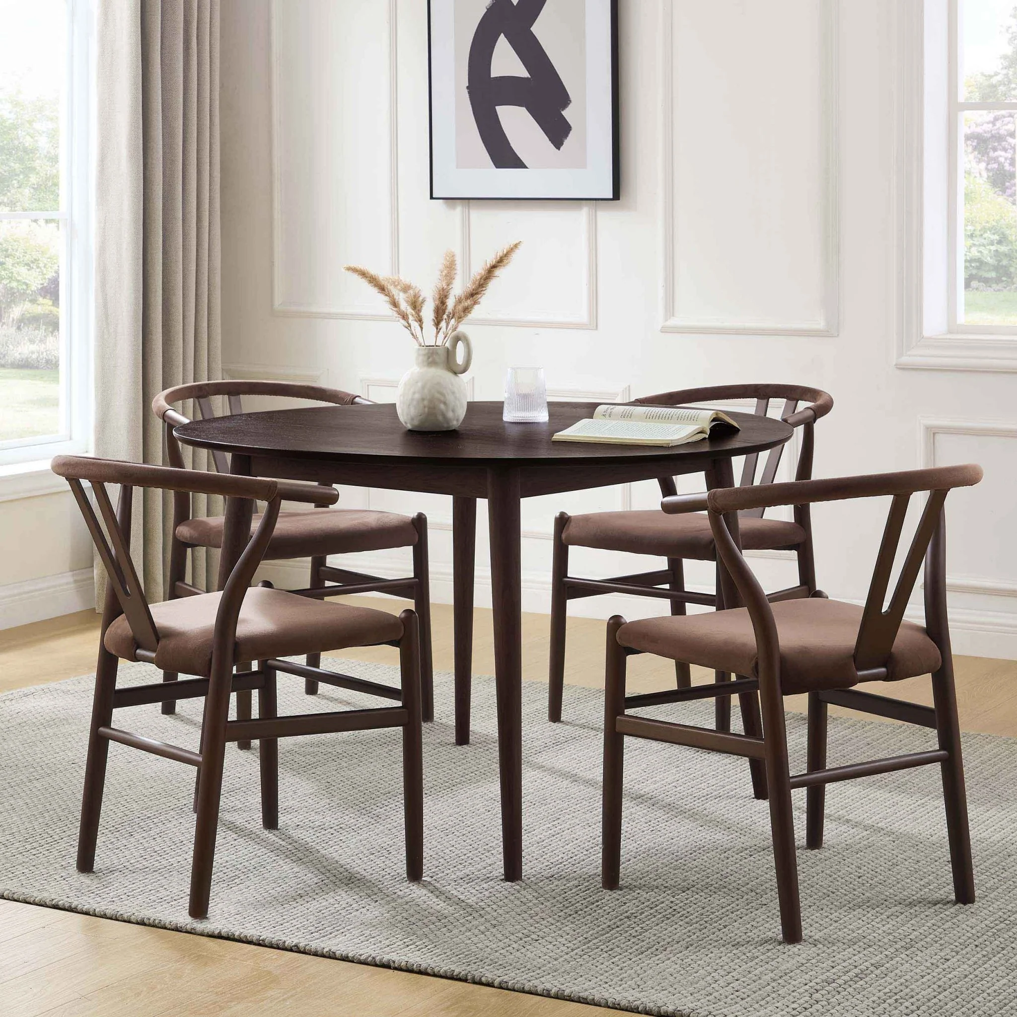 Heidi Solid Oak 4-6 Seater Round Dining Table - Walnut