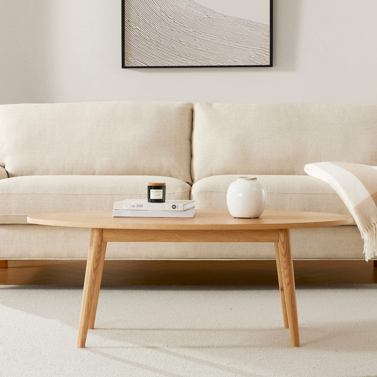 Heidi Solid Oak Oval Coffee Table - Light Wood - Image 4