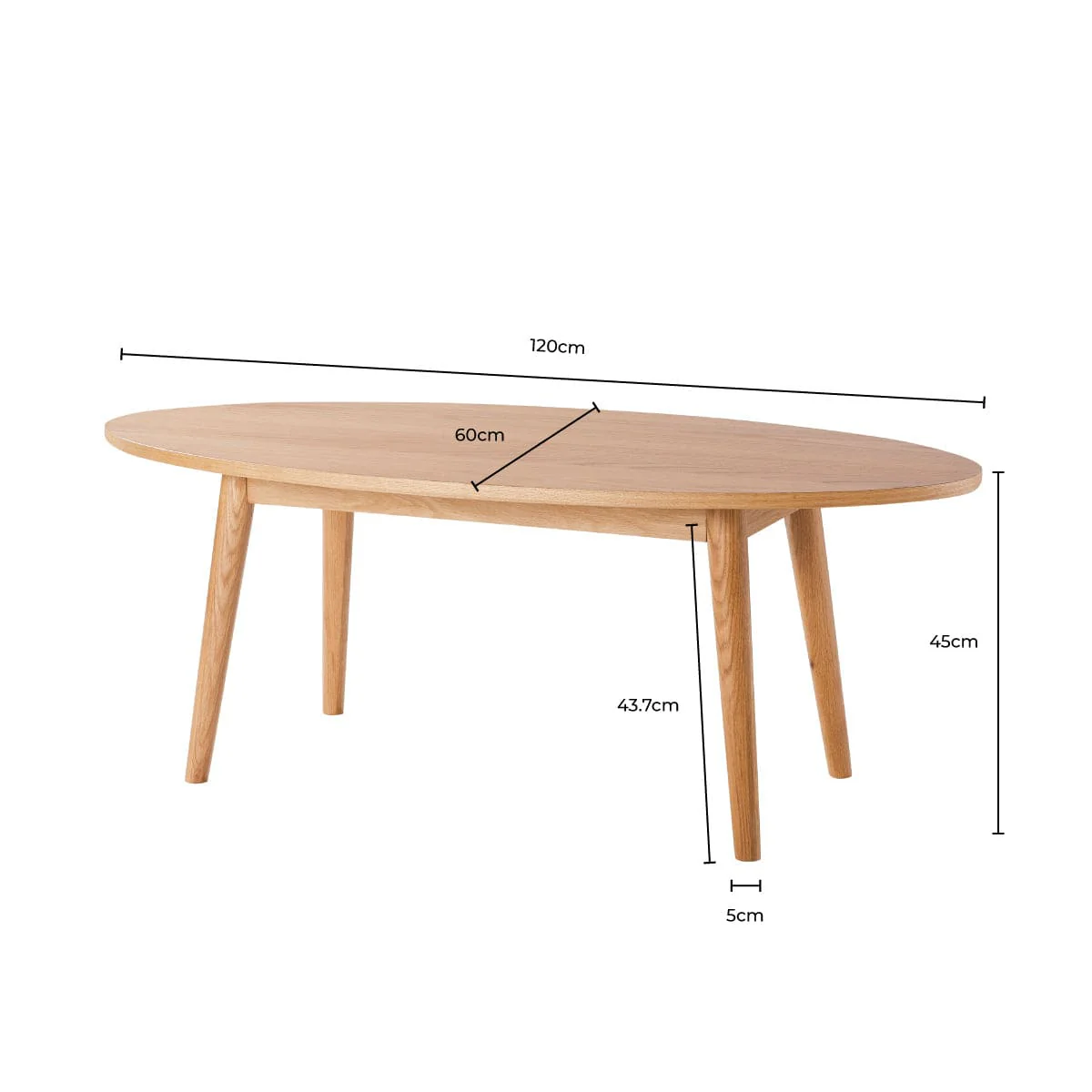 Heidi Solid Oak Oval Coffee Table - Light Wood - Image 8