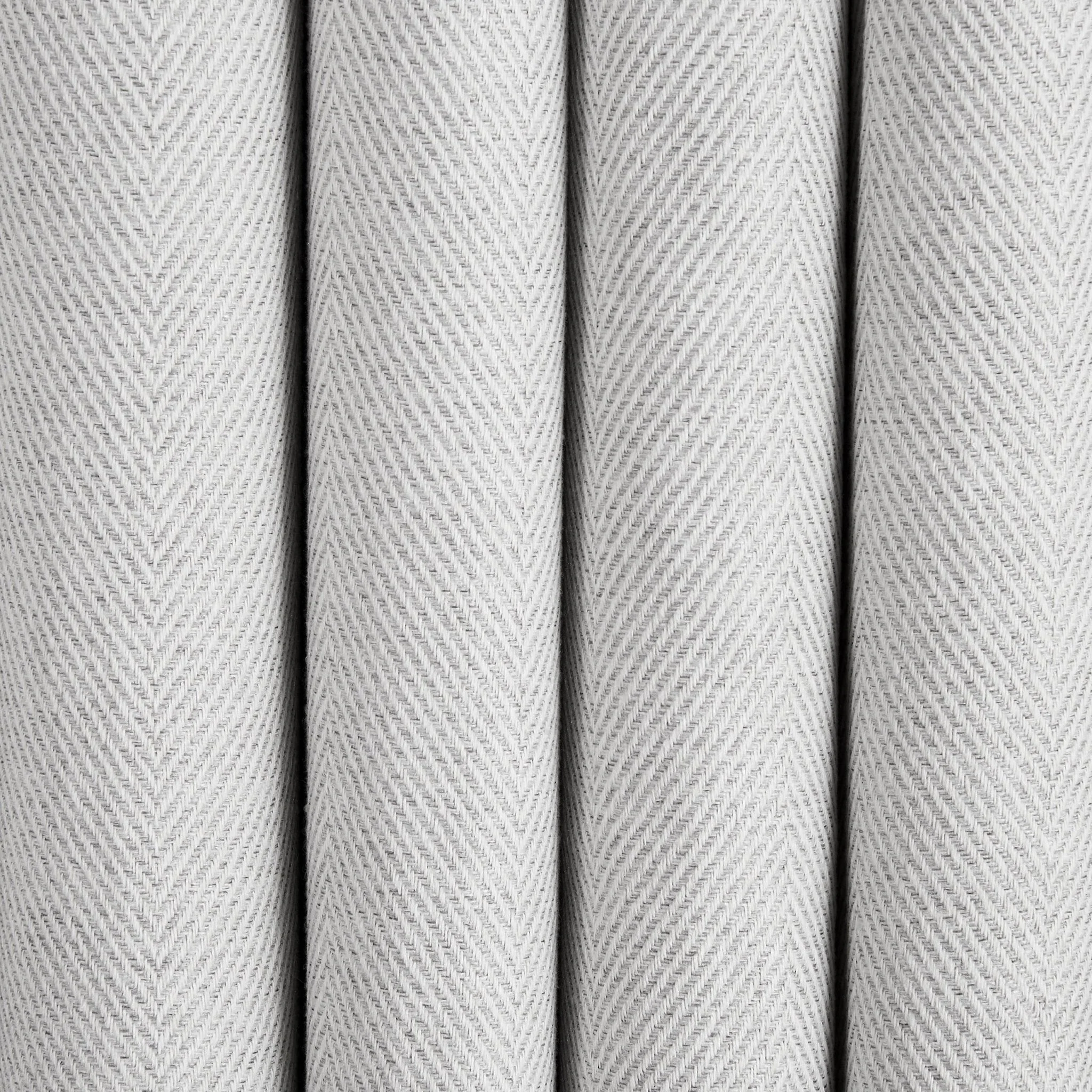 Herringbone Thermal Blackout Eyelet Curtains - Light Grey - Image 4