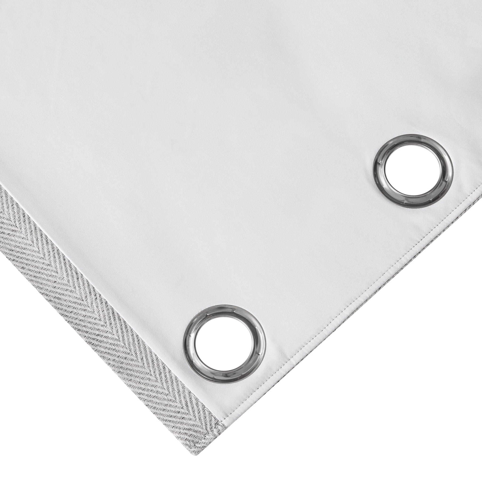 Herringbone Thermal Blackout Eyelet Curtains - Light Grey - Image 5