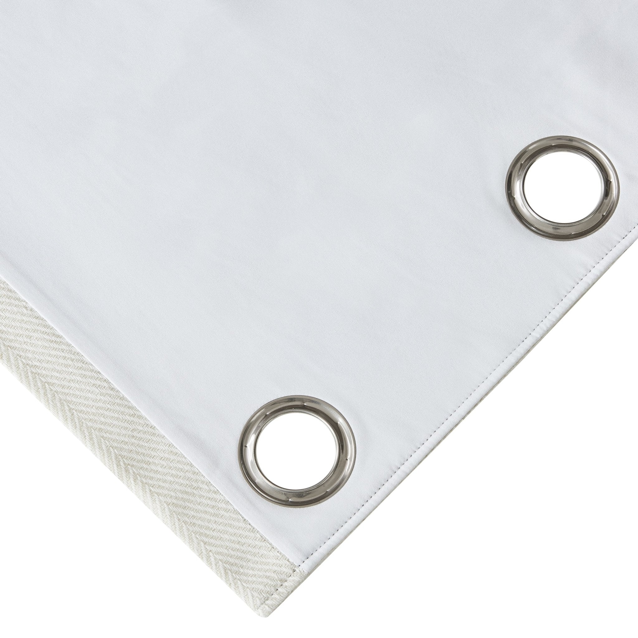 Herringbone Thermal Blackout Eyelet Curtains - Off White - Image 6