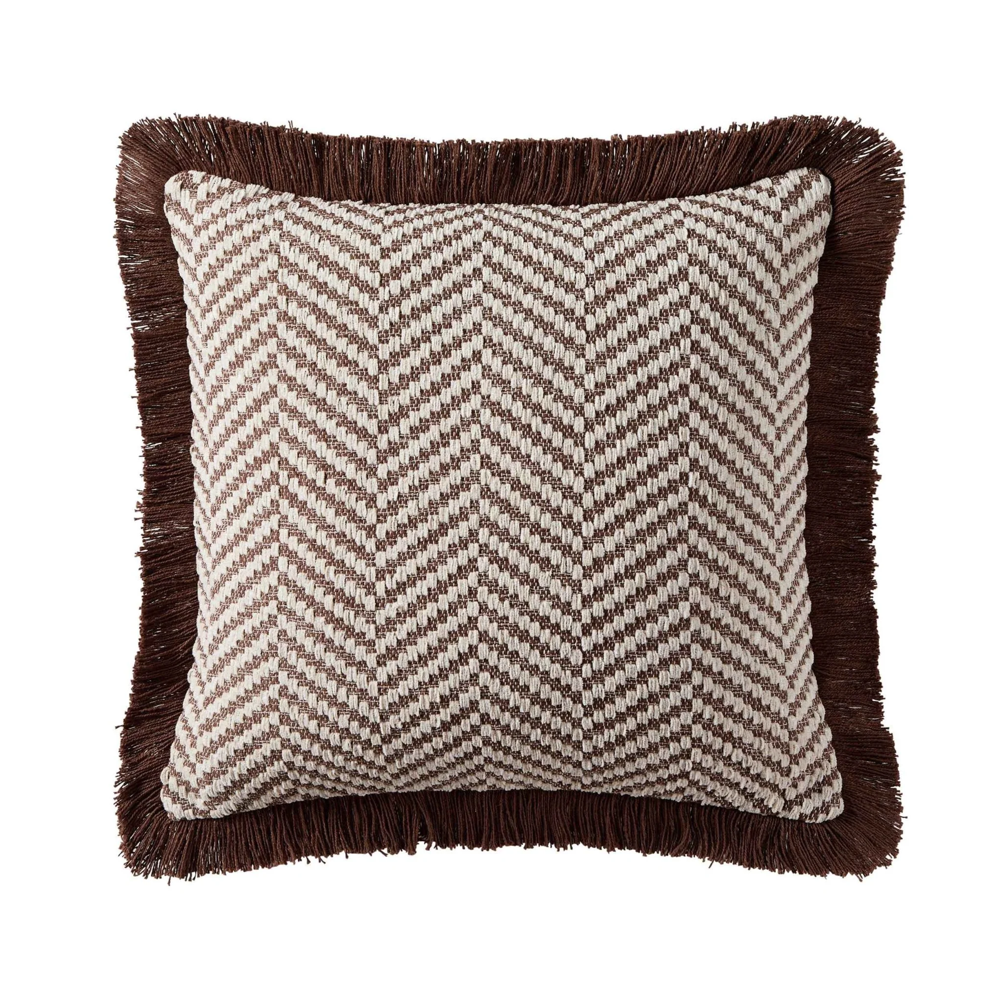 Herringbone Tufted Edge Sofa Cushion Cover - Chocolate - Image 3