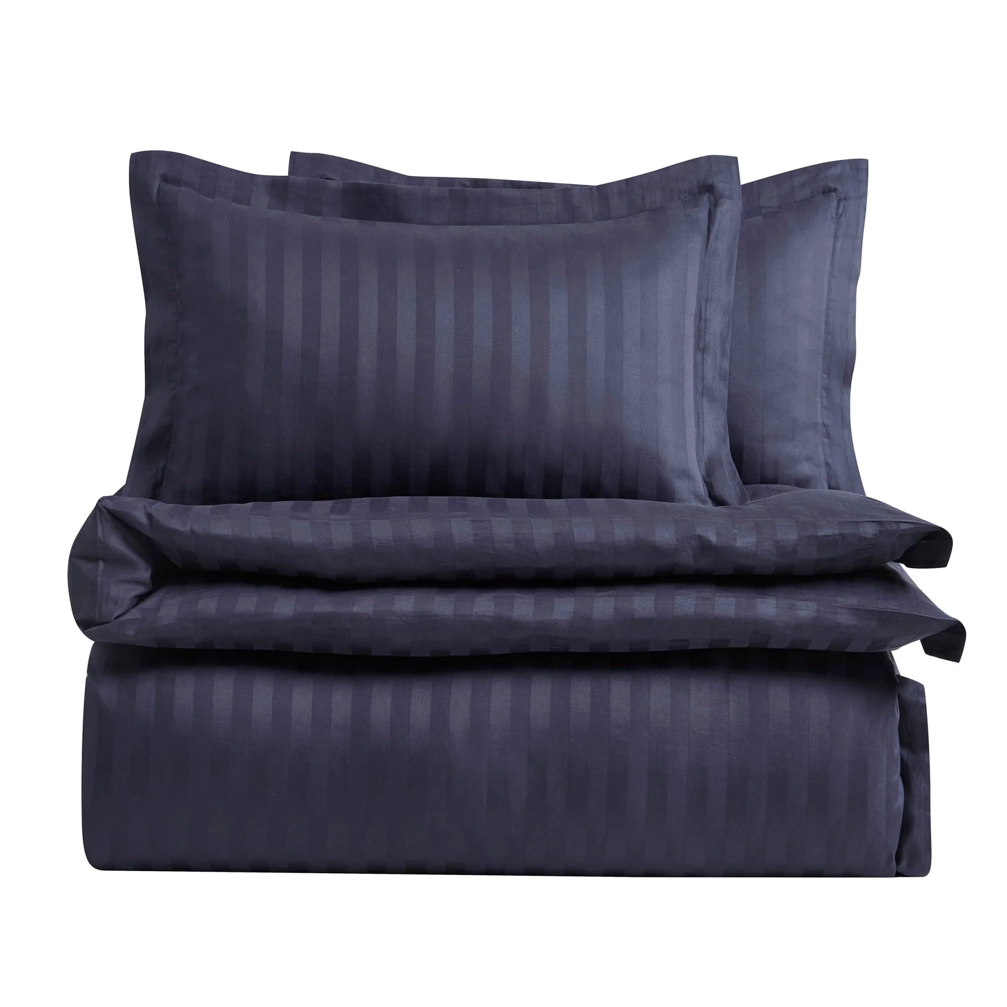 Hotel Satin Stripe 200 Thread Count Duvet Cover - Navy - Image 2