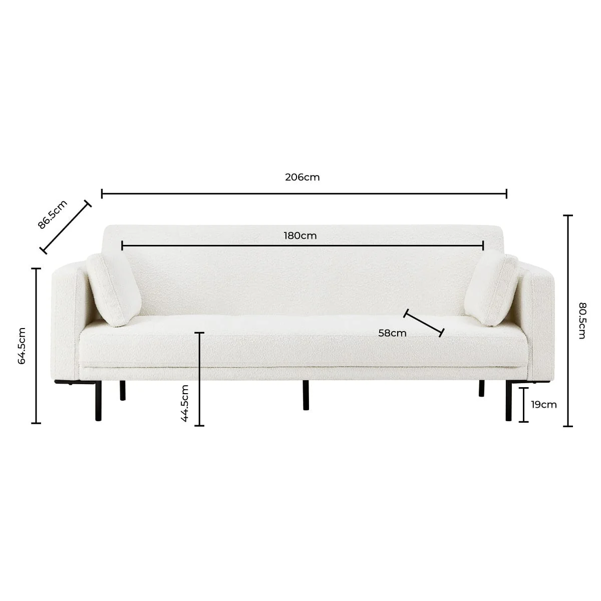 Hudson Bouclé Click Clack Sofa Bed - Off White - Image 7