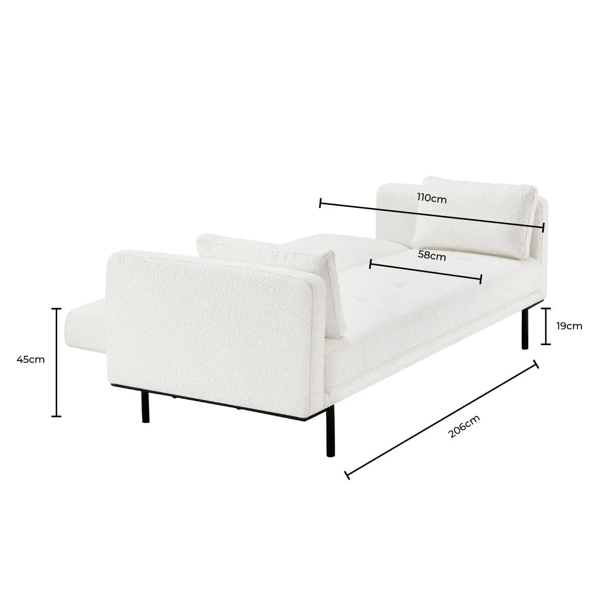 Hudson Bouclé Click Clack Sofa Bed - Off White - Image 8