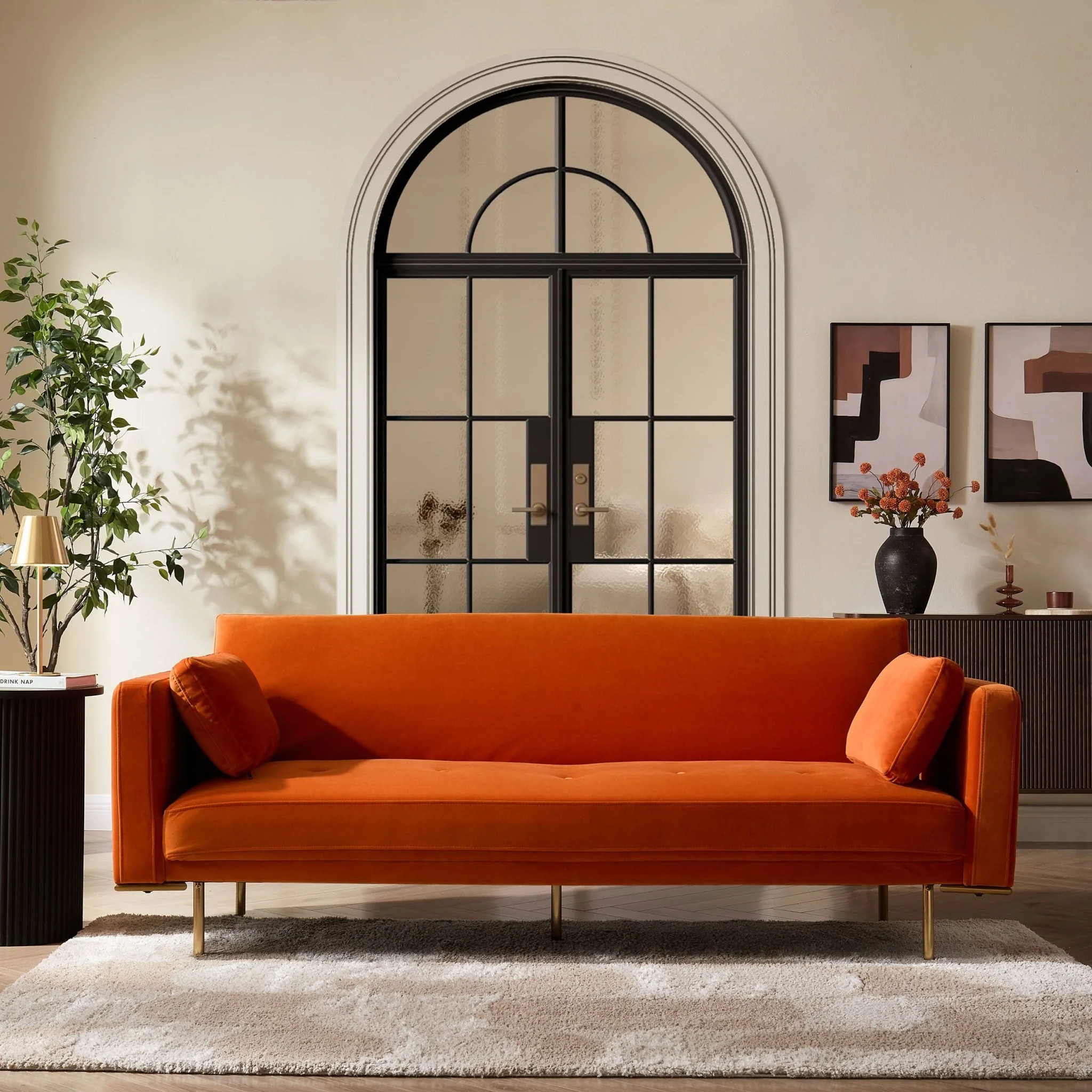 Hudson Click Clack Sofa Bed - Bright Orange - Image 2