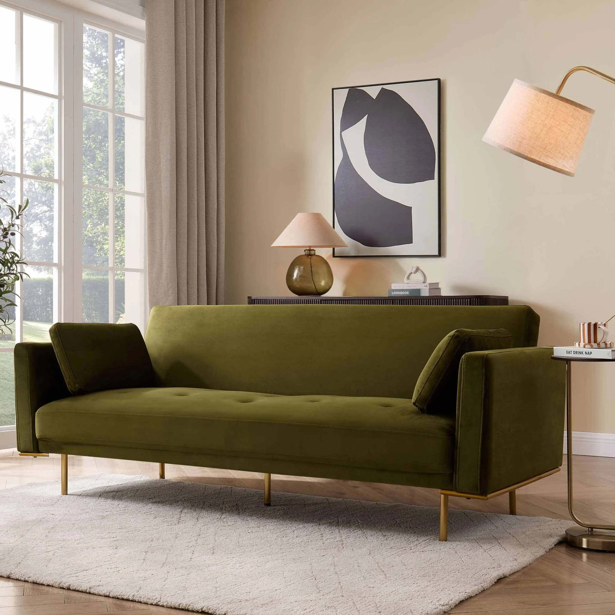 Hudson Click Clack Sofa Bed - Rich Green - Image 2