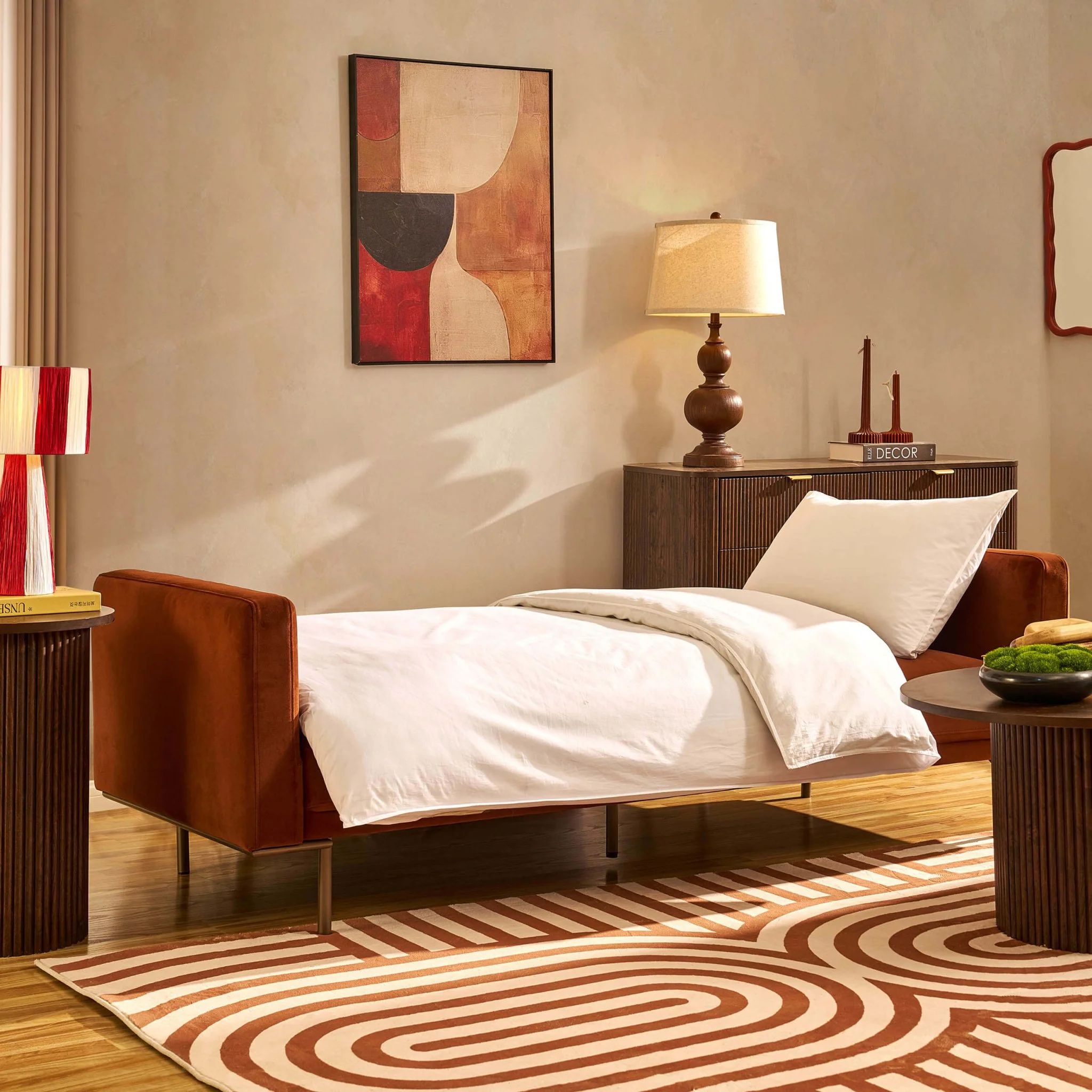 Hudson Click Clack Sofa Bed - Terracotta - Image 3