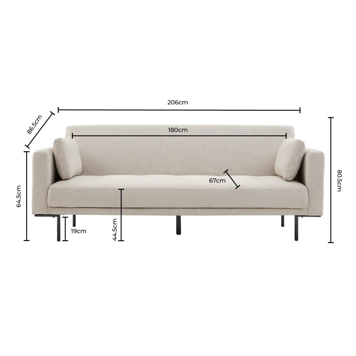 Hudson Click Clack Sofa Bed - Stone Grey - Image 8