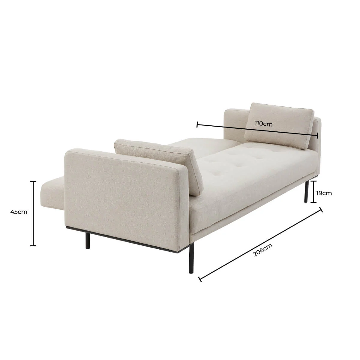Hudson Click Clack Sofa Bed - Stone Grey - Image 9