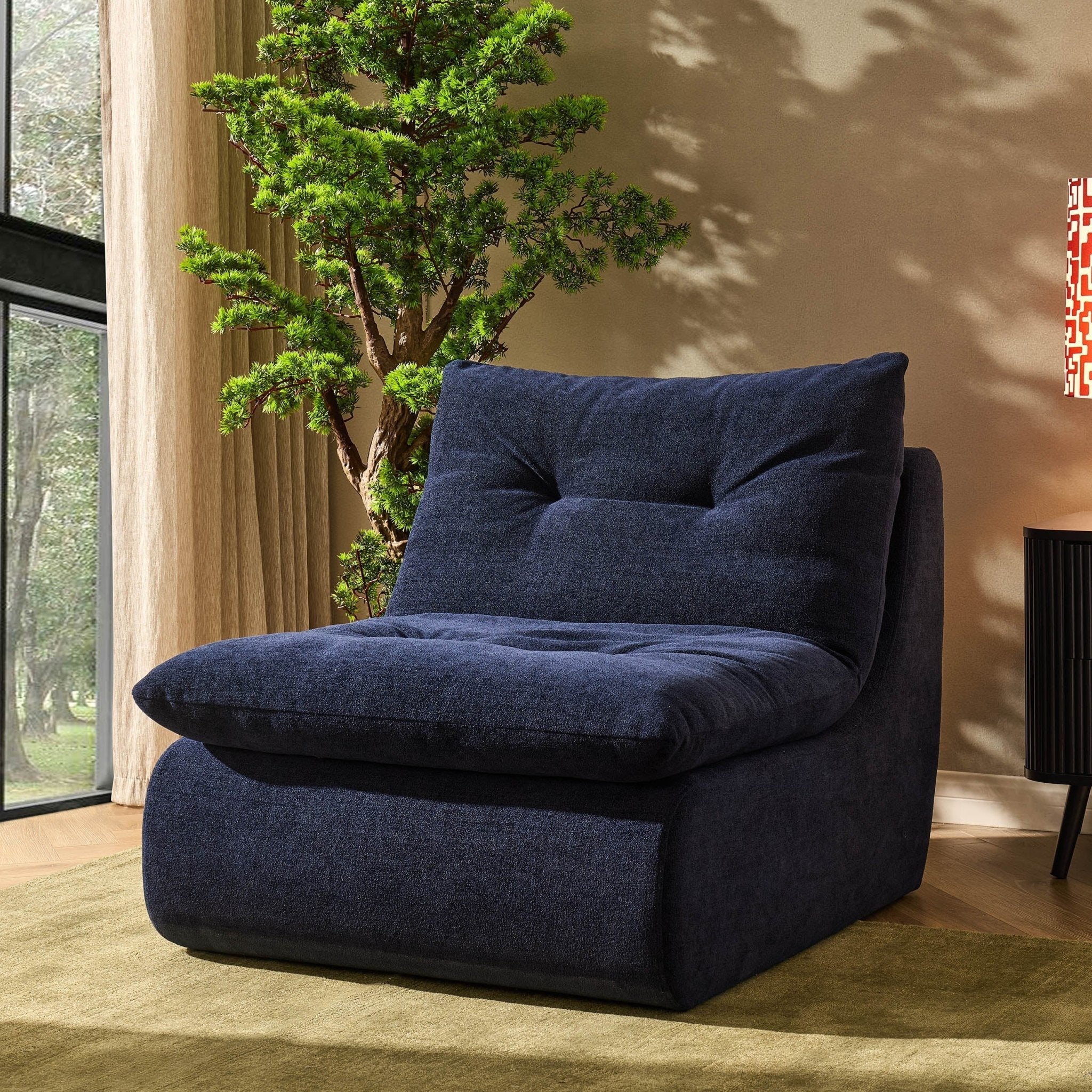 Immy Relaxed Accent Chair - Chenille Navy