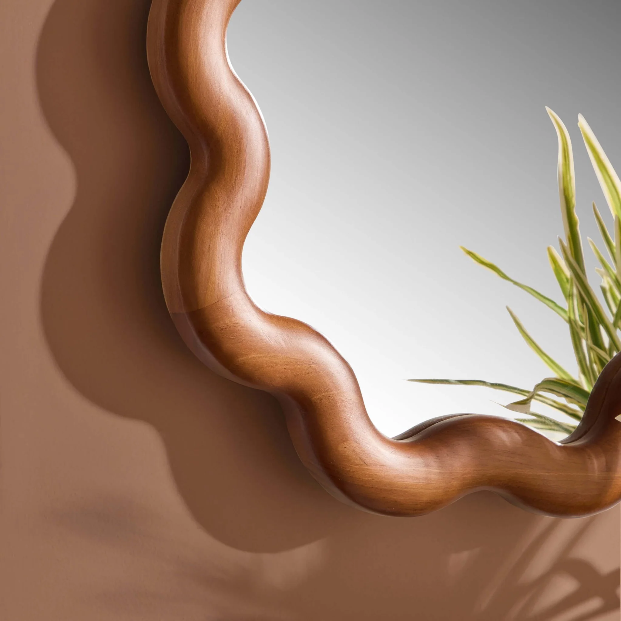 Indie Wavy Wood Mirror - Mid Wood - Image 2