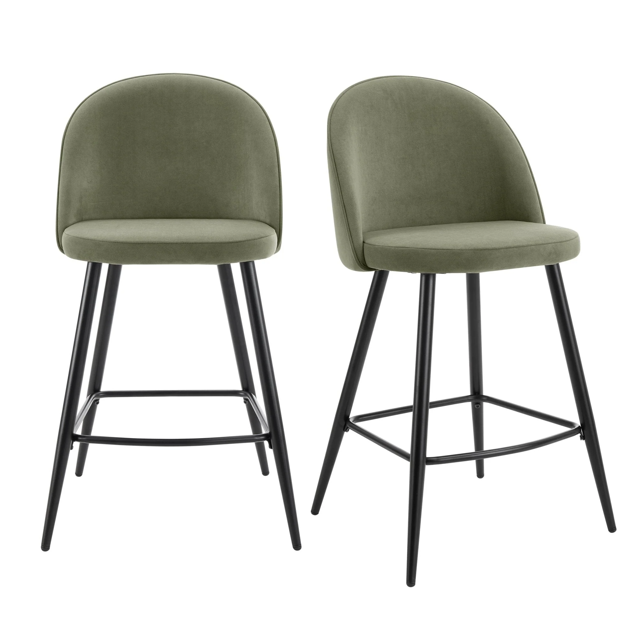 Iris Set Of 2 Barstools - Sage Green/Black - Image 2