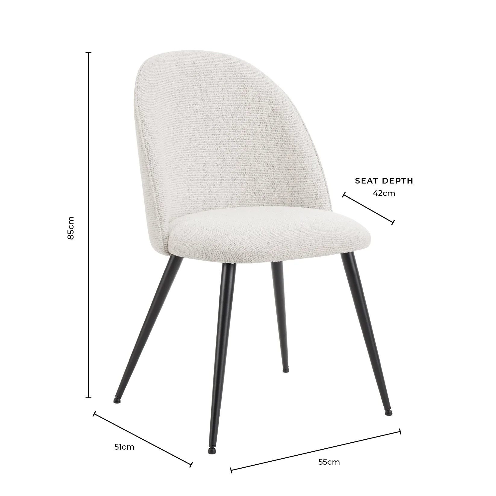 Iris Set Of 2 Dining Chairs - Boucle Ivory/Black - Image 9