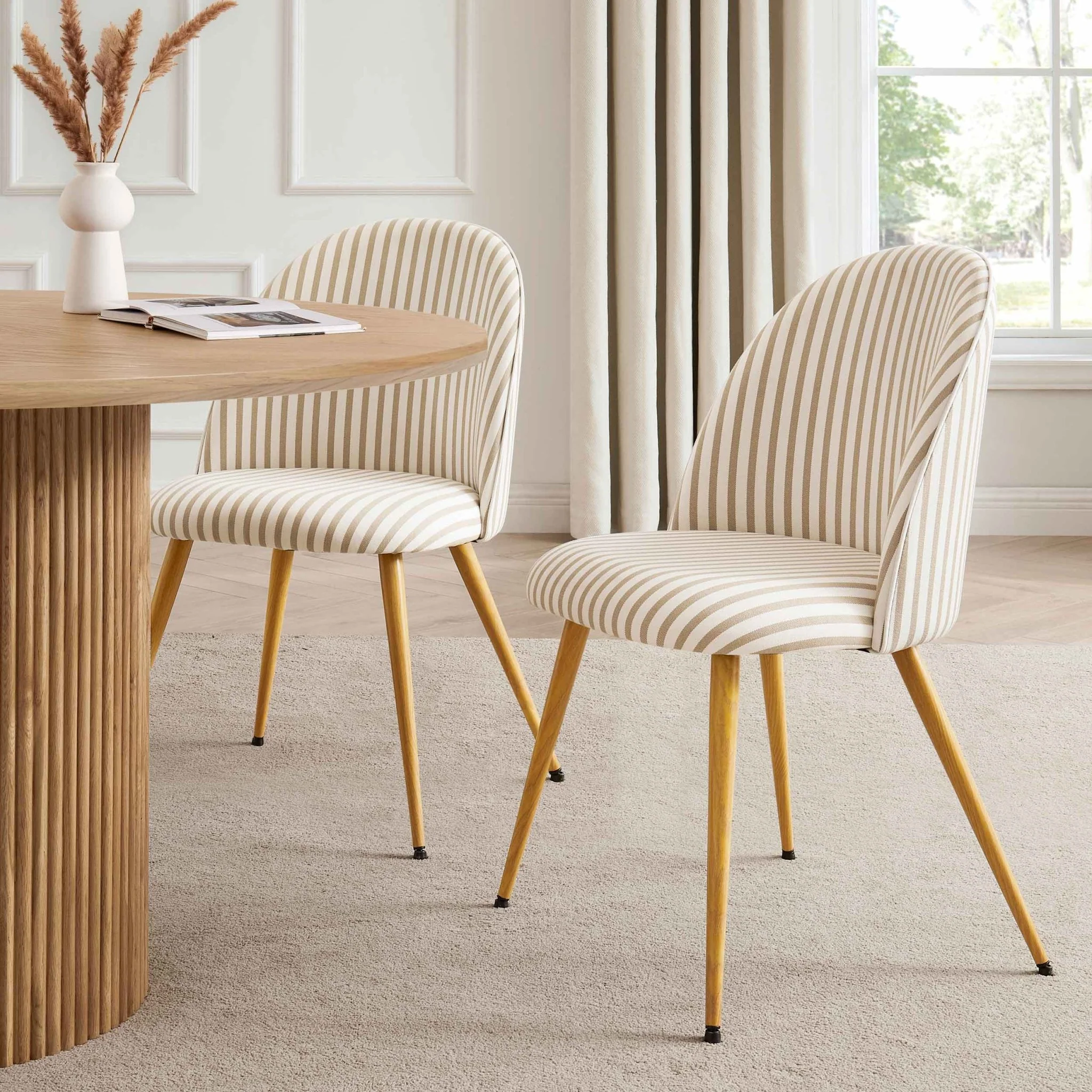 Iris Set of 2 Dining Chairs - Natural Stripe