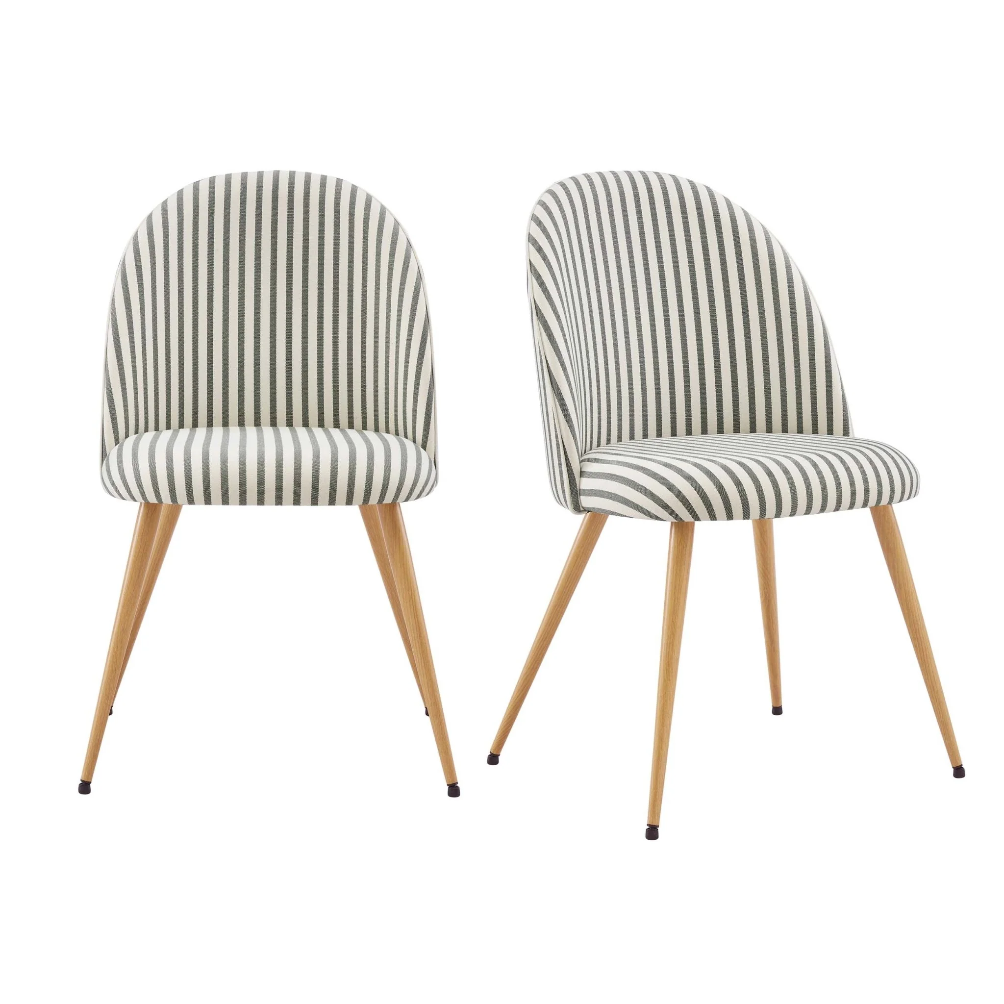Iris Set of 2 Dining Chairs - Sage Stripe - Image 2